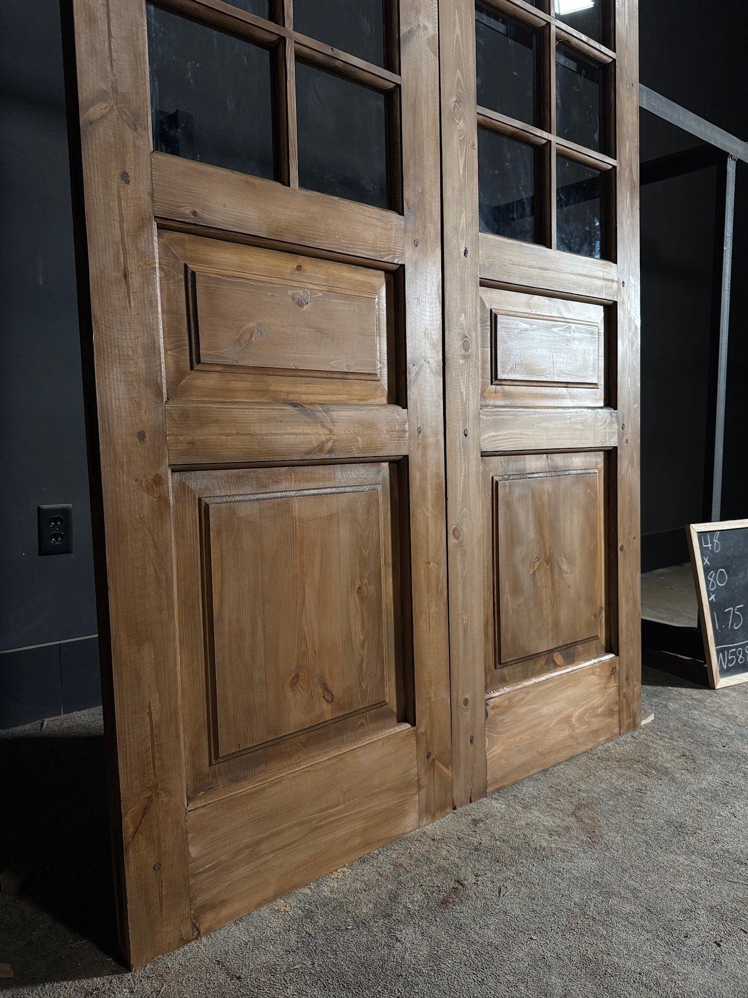 Waxed Handcrafted Glass 8 Lite French Doors - 48x80 - N588
