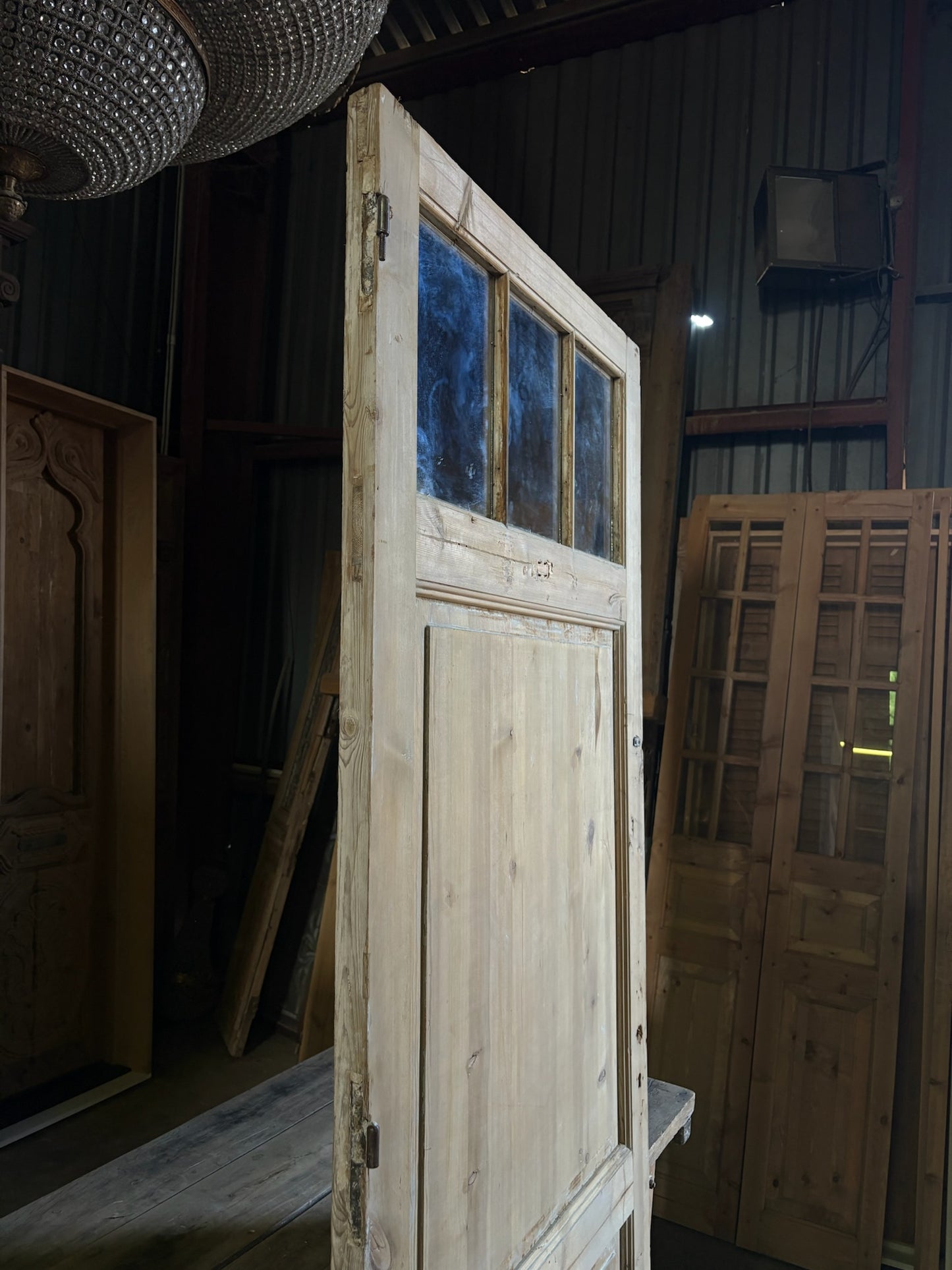 19th Century European Antique Glass Single Door - 36x92 - L57