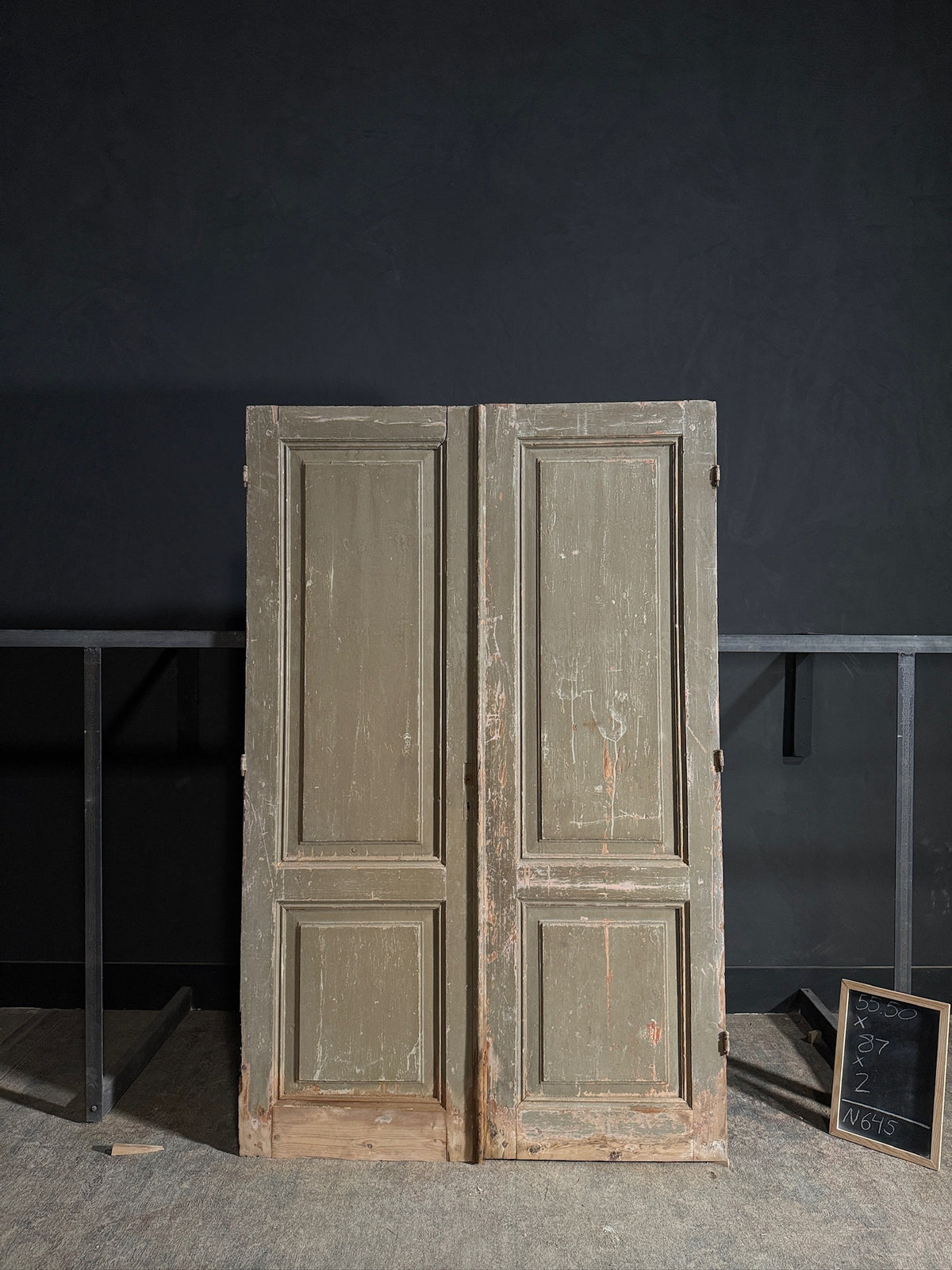 Antique 2 Panel Solid Double Doors - 55.5x87 - N645