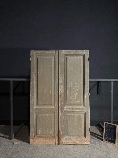 Antique 2 Panel Solid Double Doors - 55.5x87 - N645