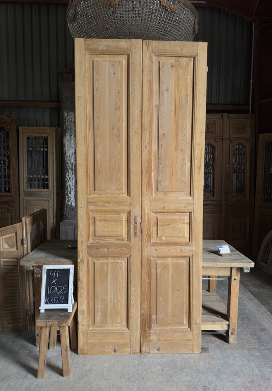 3 Panel Antique Solid French Doors - 41x101.25 K359