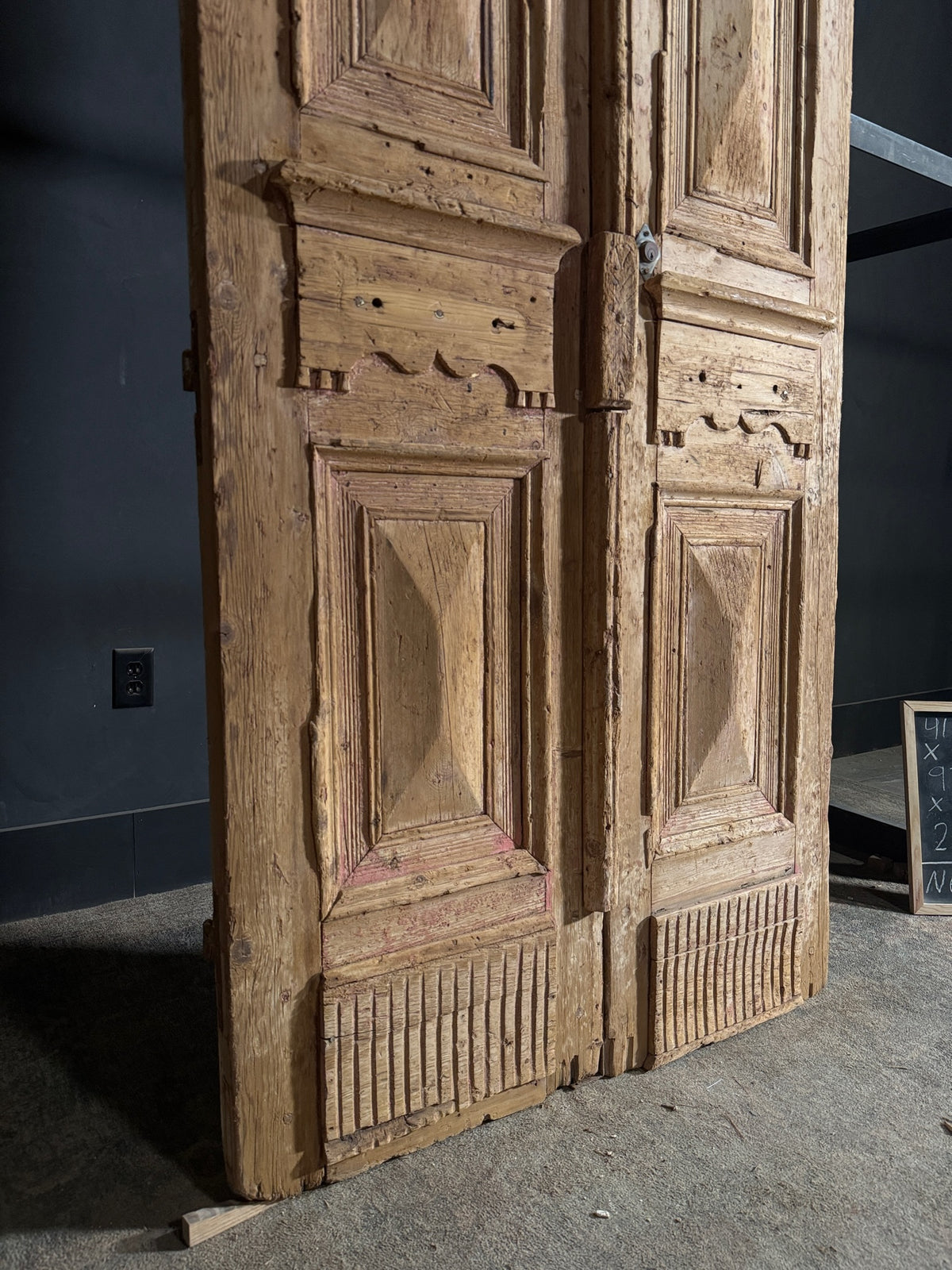 Antique Carved 4 Panel Double Doors - 41.75x97.5 - N652