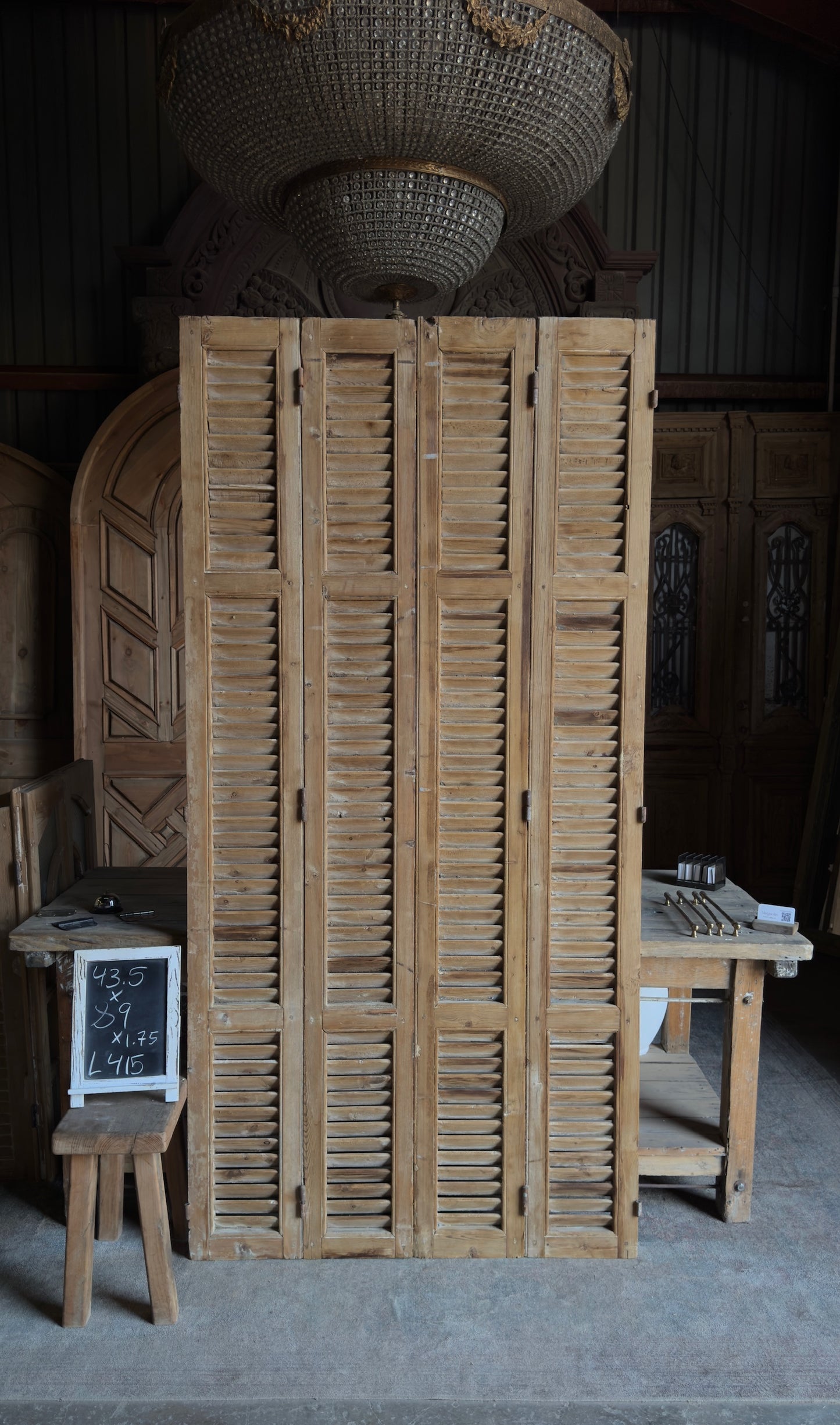 European French Antique Louvered Shutters - 43.5x89 - L415