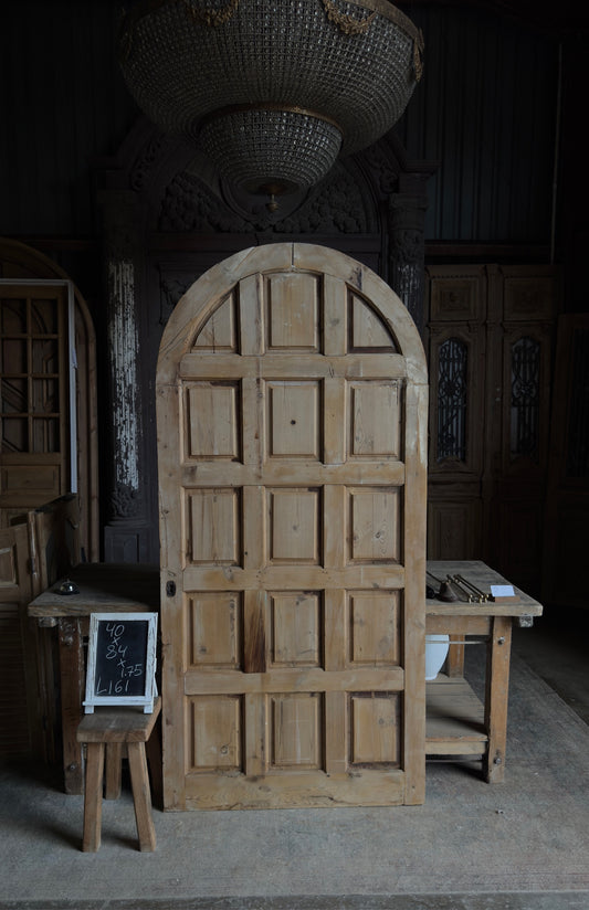15 Panel Antique Solid Single Arched Door - 40x84 - L161