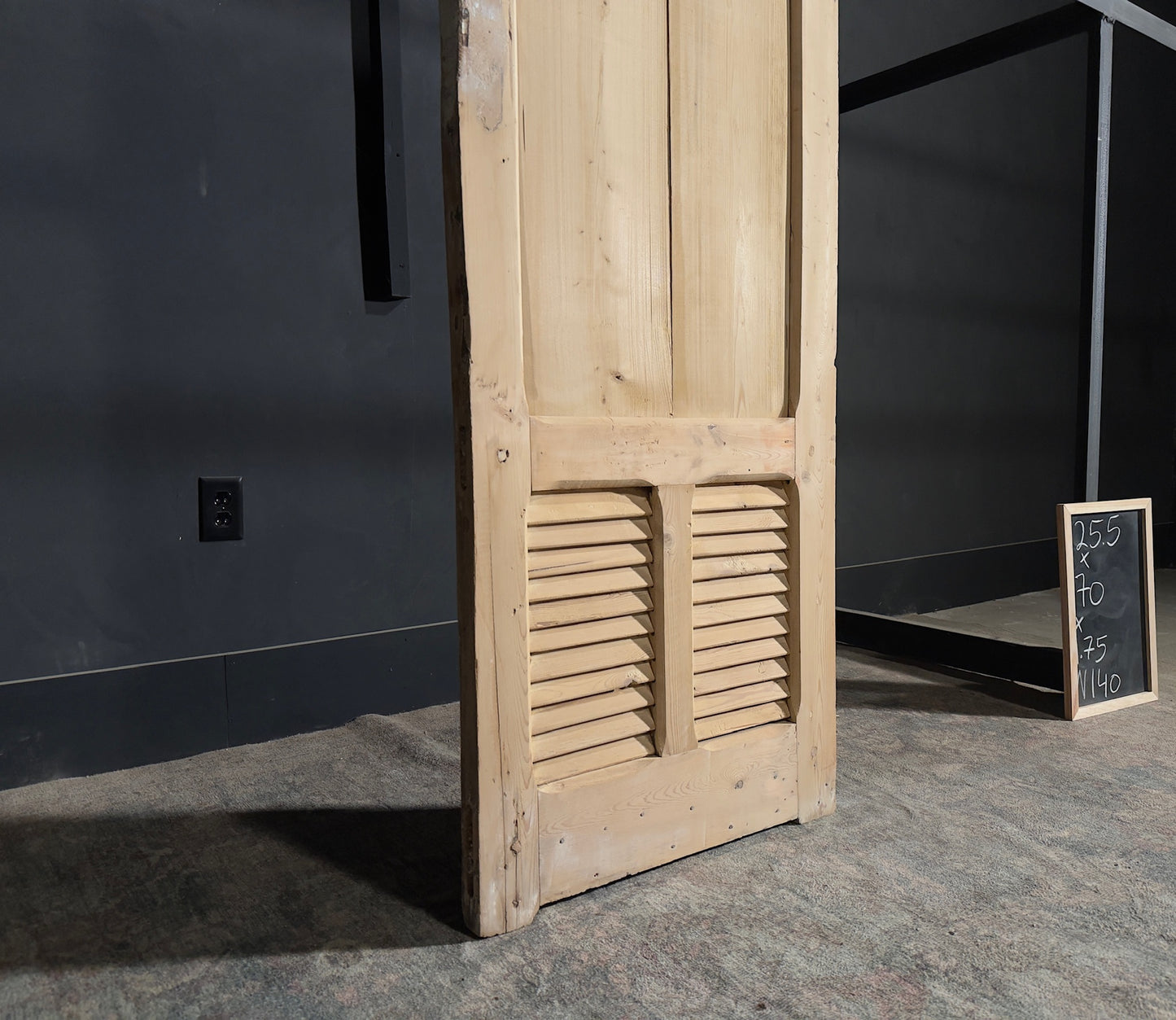 Antique Louvered 2 Panel Single Door - 25.5x70 - N140