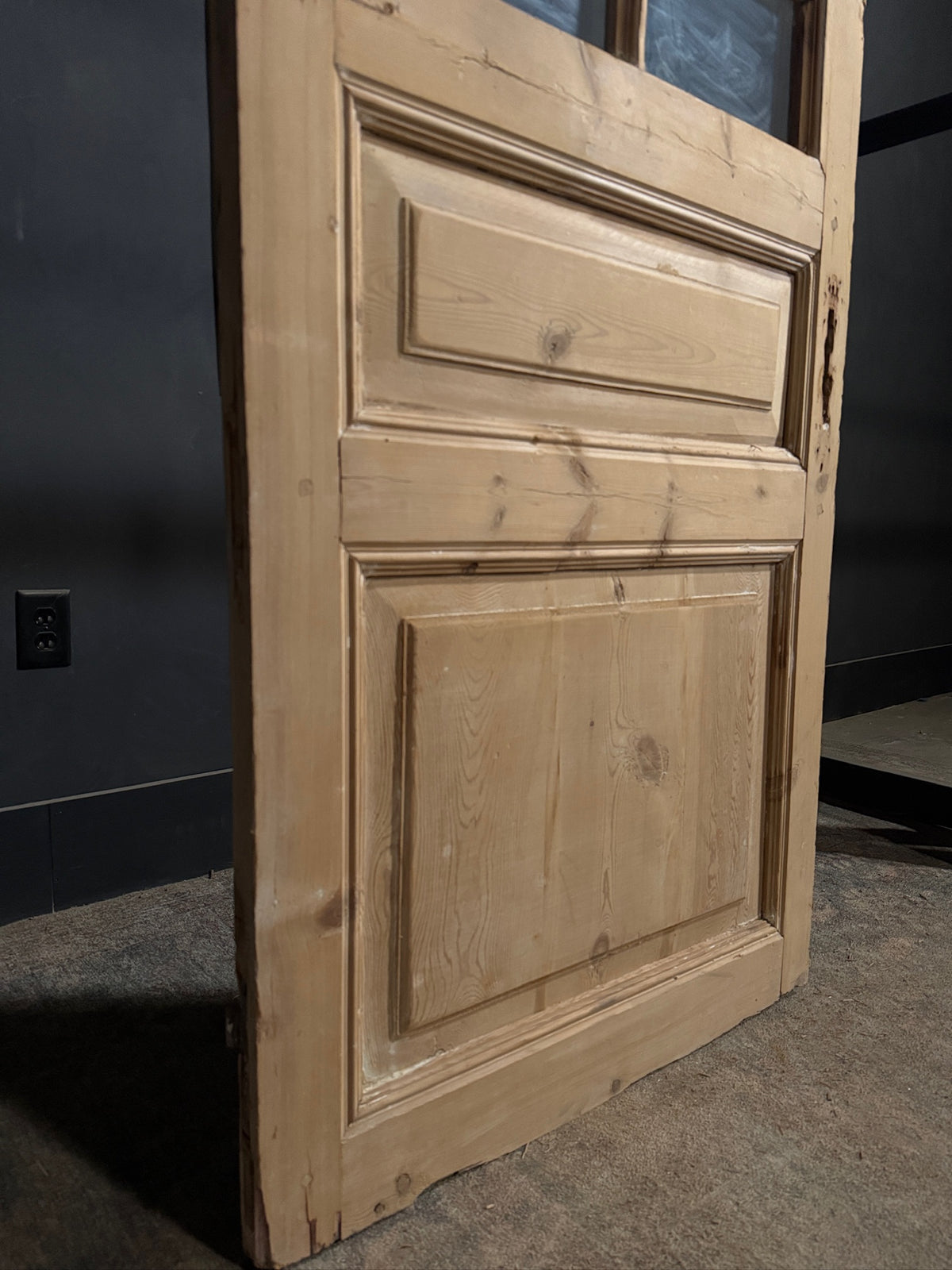 Antique Raised Panel Glass Pantry Door - 32.25x85 - N757