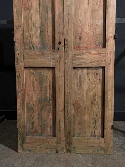 Antique Carved Solid Paneled Double Doors - 42.5x91.5 - N749
