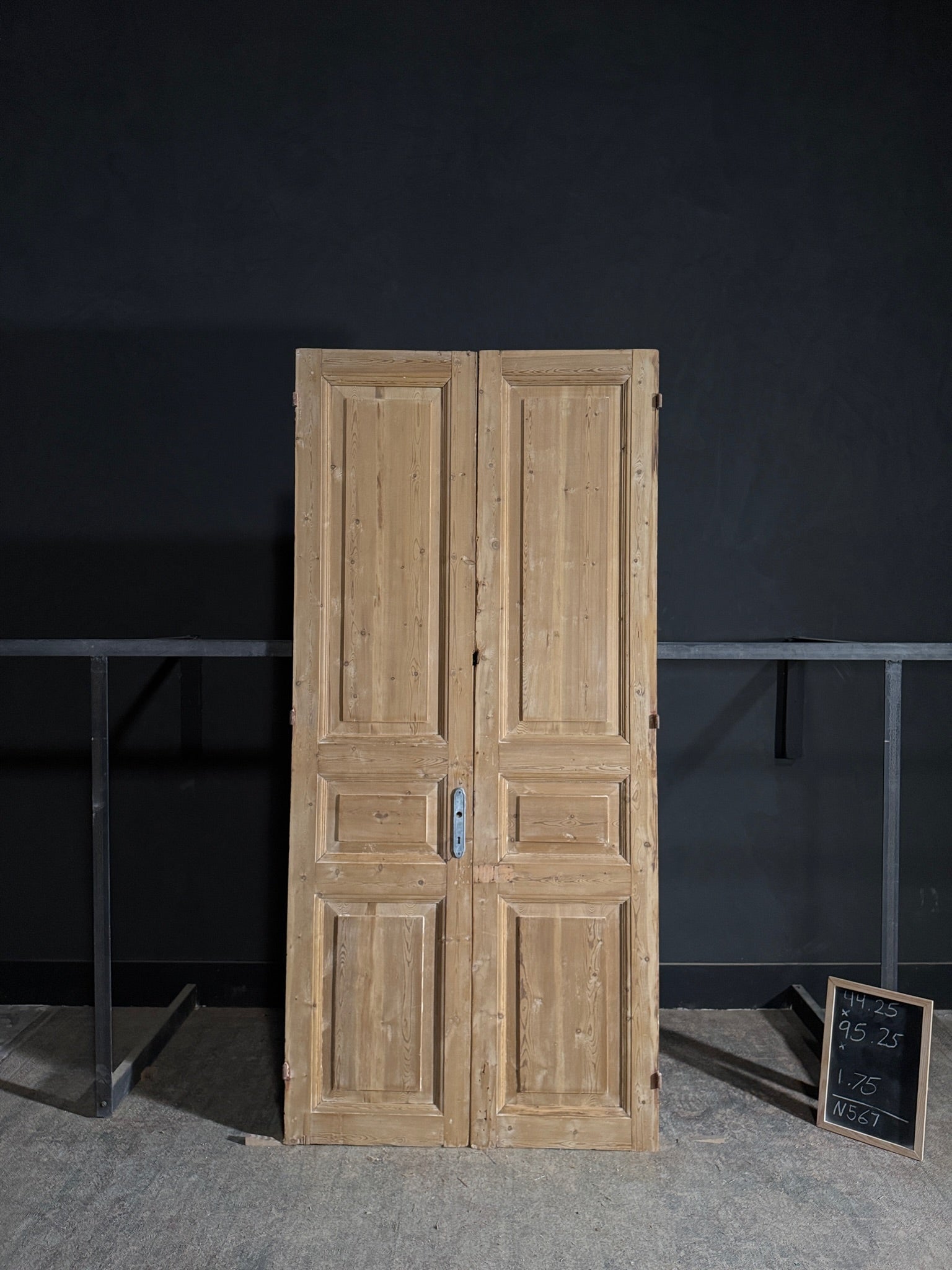 Antique 3 Panel Solid Double Doors - 44.25x95.25 - N567