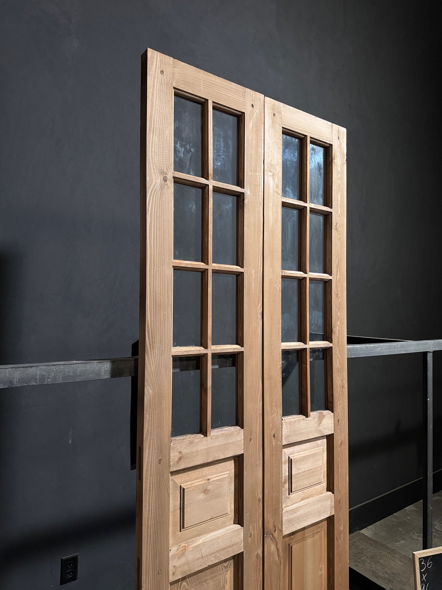 Handcrafted 8 Lite Glass French Doors - 36x96 - N234