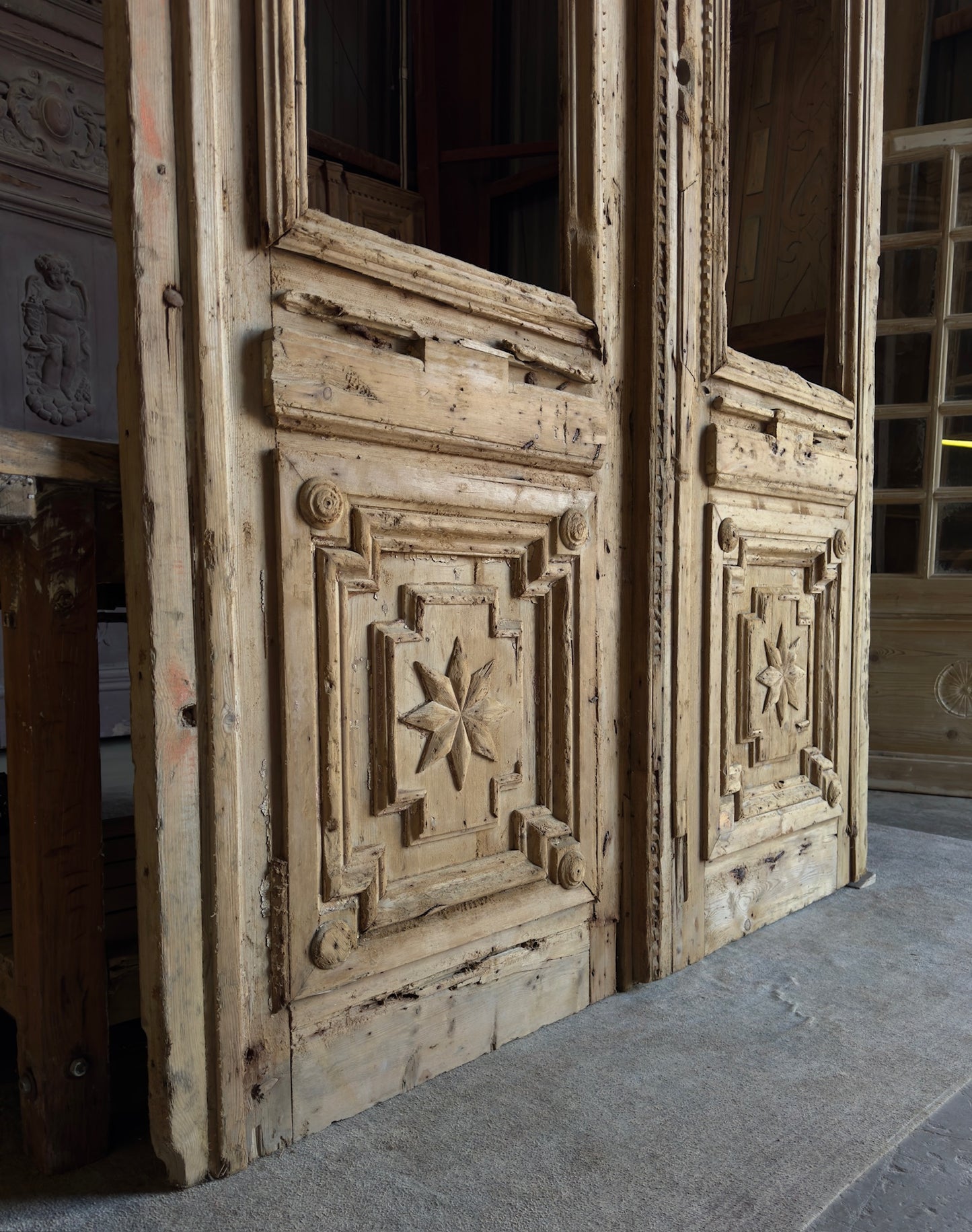 Grand Antique Glass French Doors - 67.5x119.5 - L206