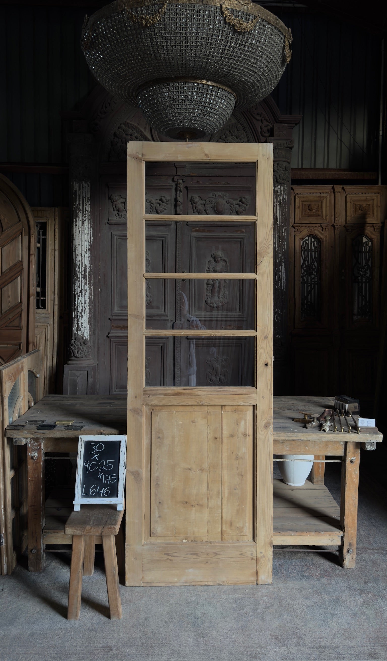 Antique Glass 4 Lite Door - 30x90.25 - L646