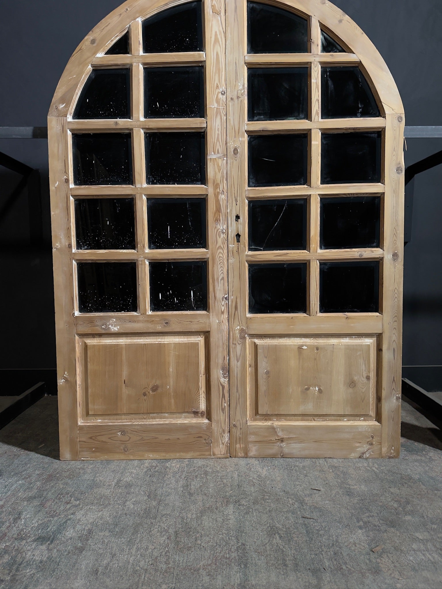 Antique Glass 10 Lite Arched French Doors - 62x85 - N245
