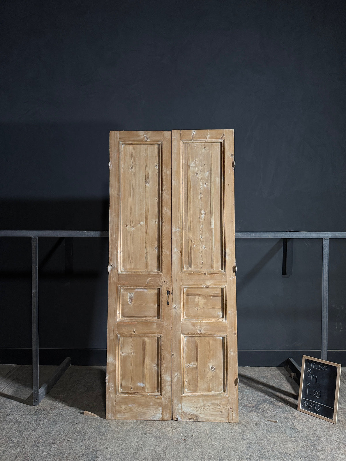 Antique 3 Panel Solid Double Doors - 41.5x94 - N647