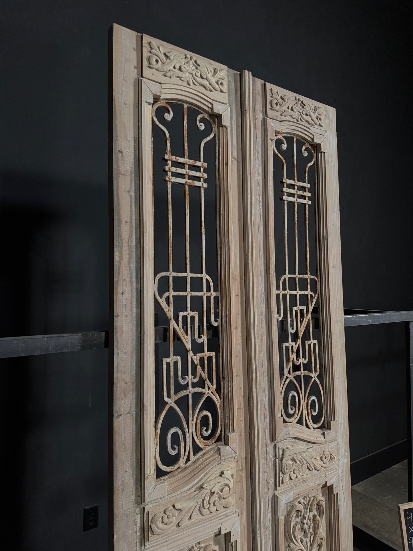 Antique Carved Iron French Doors - 44.5x99.5 - N272