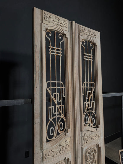 Antique Carved Iron French Doors - 44.5x99.5 - N272