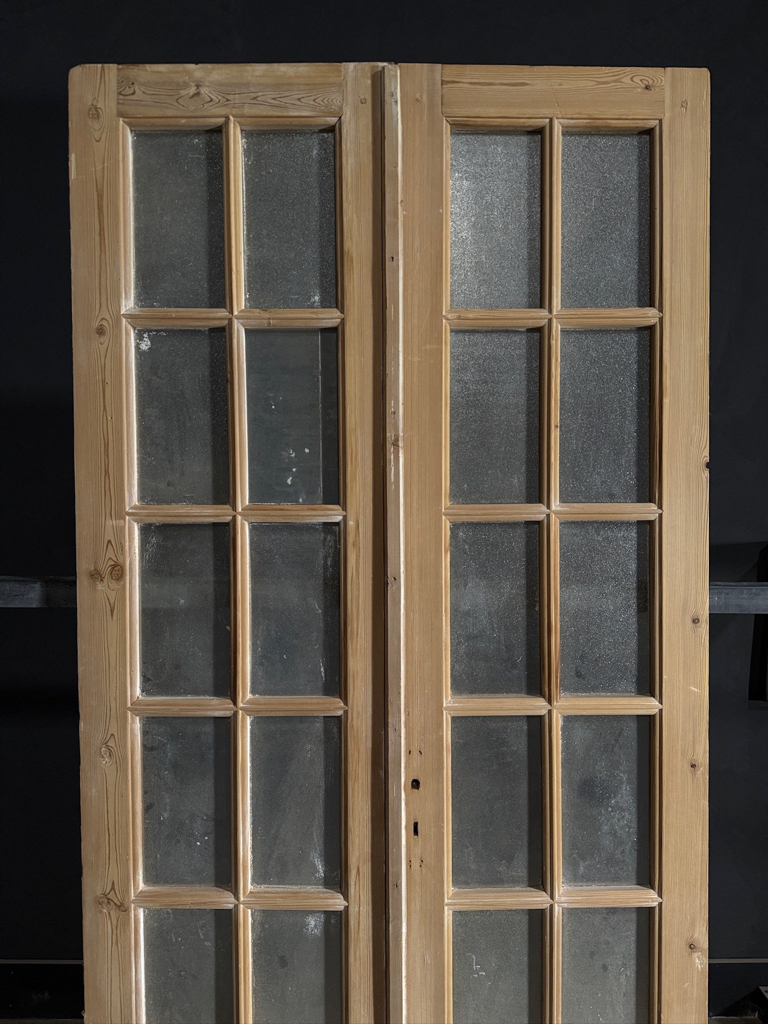Antique Obscured Glass French Doors - 44.25x95.5 - N471