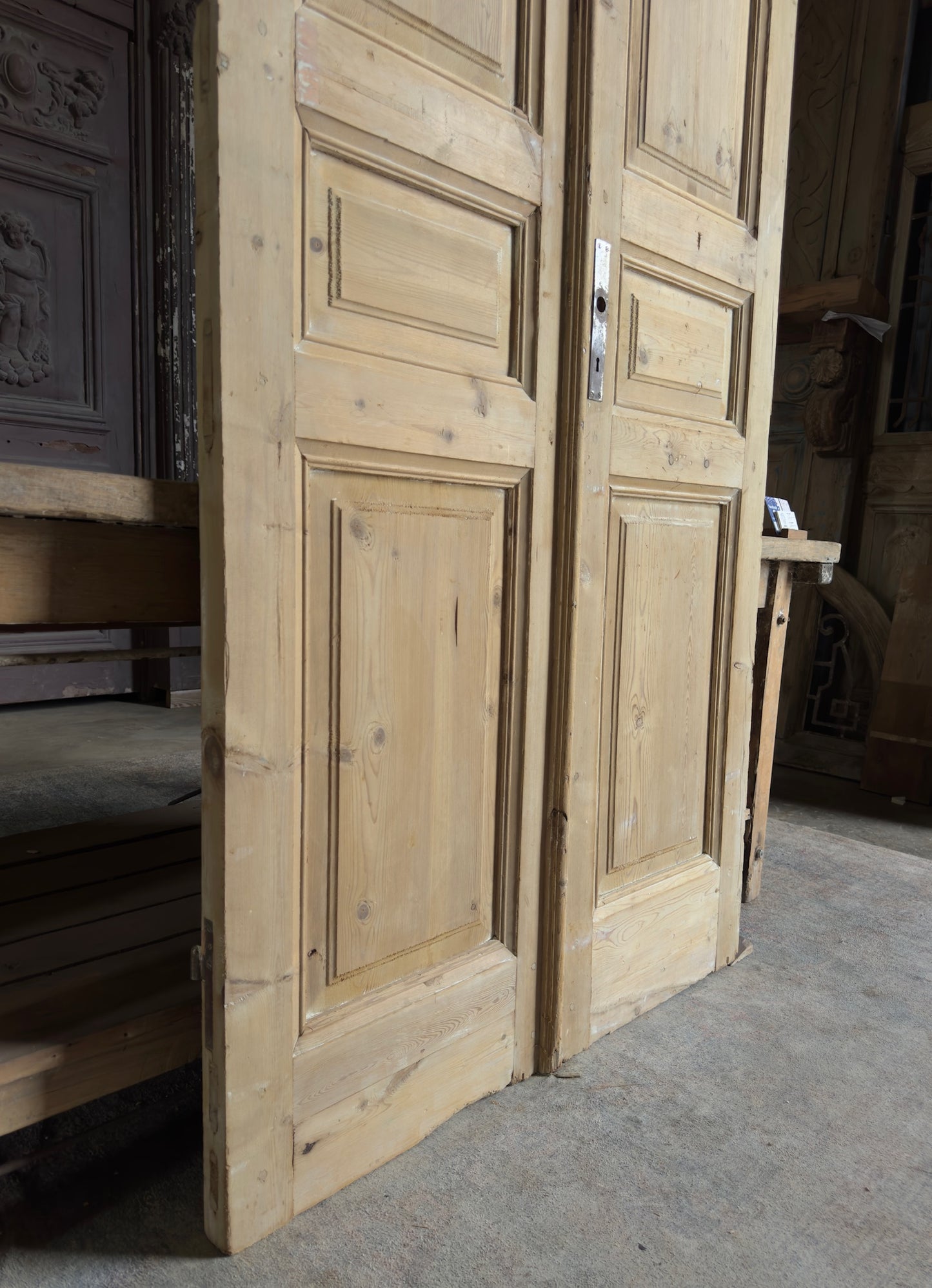 3 Panel Antique Solid French Doors - 41.5x95 K327