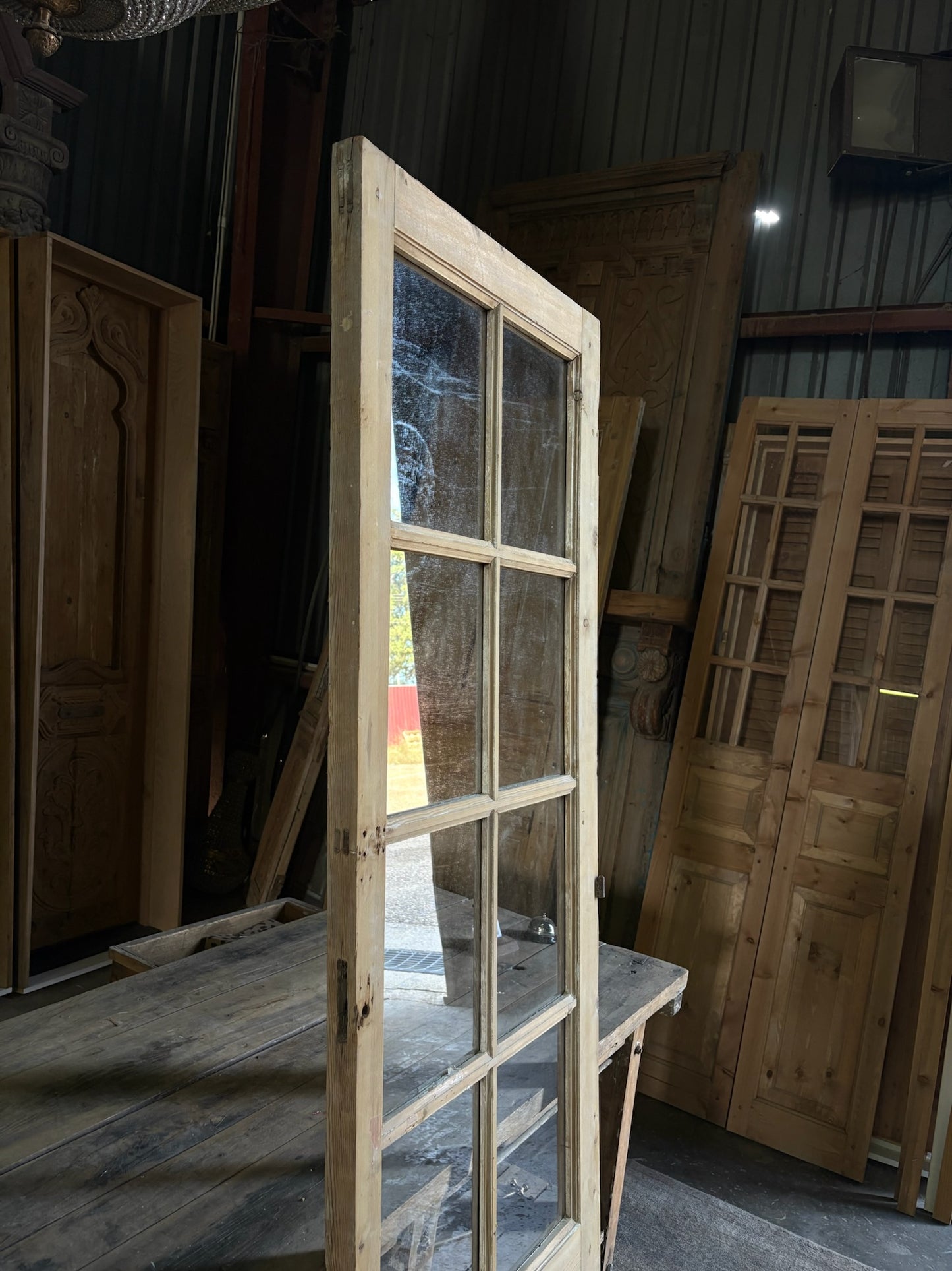 8 Lite Antique Glass Single Door - 27.5x83 - L76