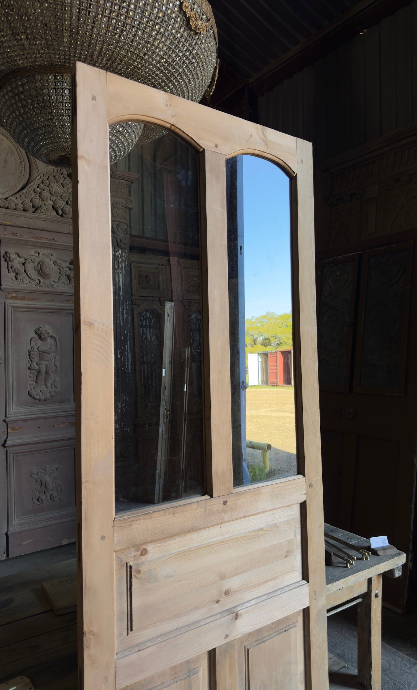 Handcrafted 2 Lite Arched Glass Door  - 36x96 L508