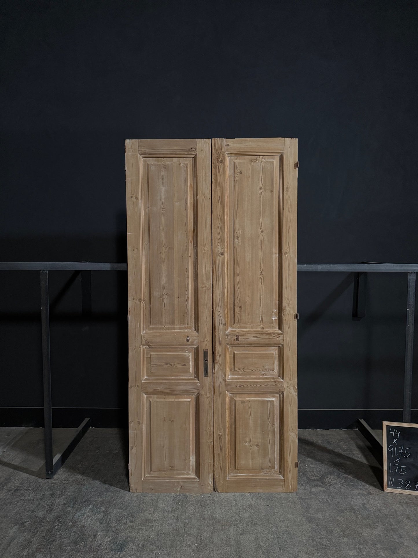 Antique 3 Panel Solid Double Doors - 44x91.75 - N387
