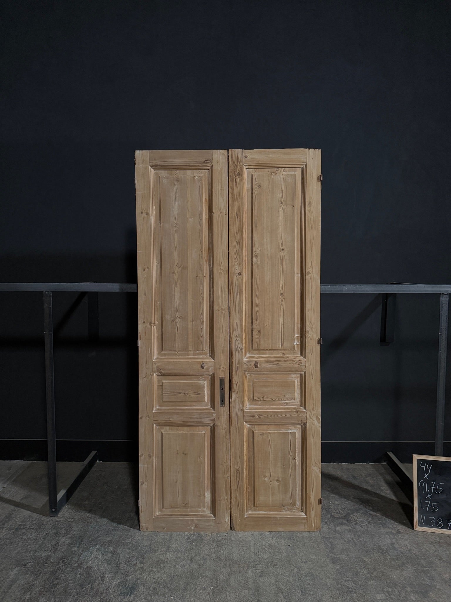 Antique 3 Panel Solid Double Doors - 44x91.75 - N387