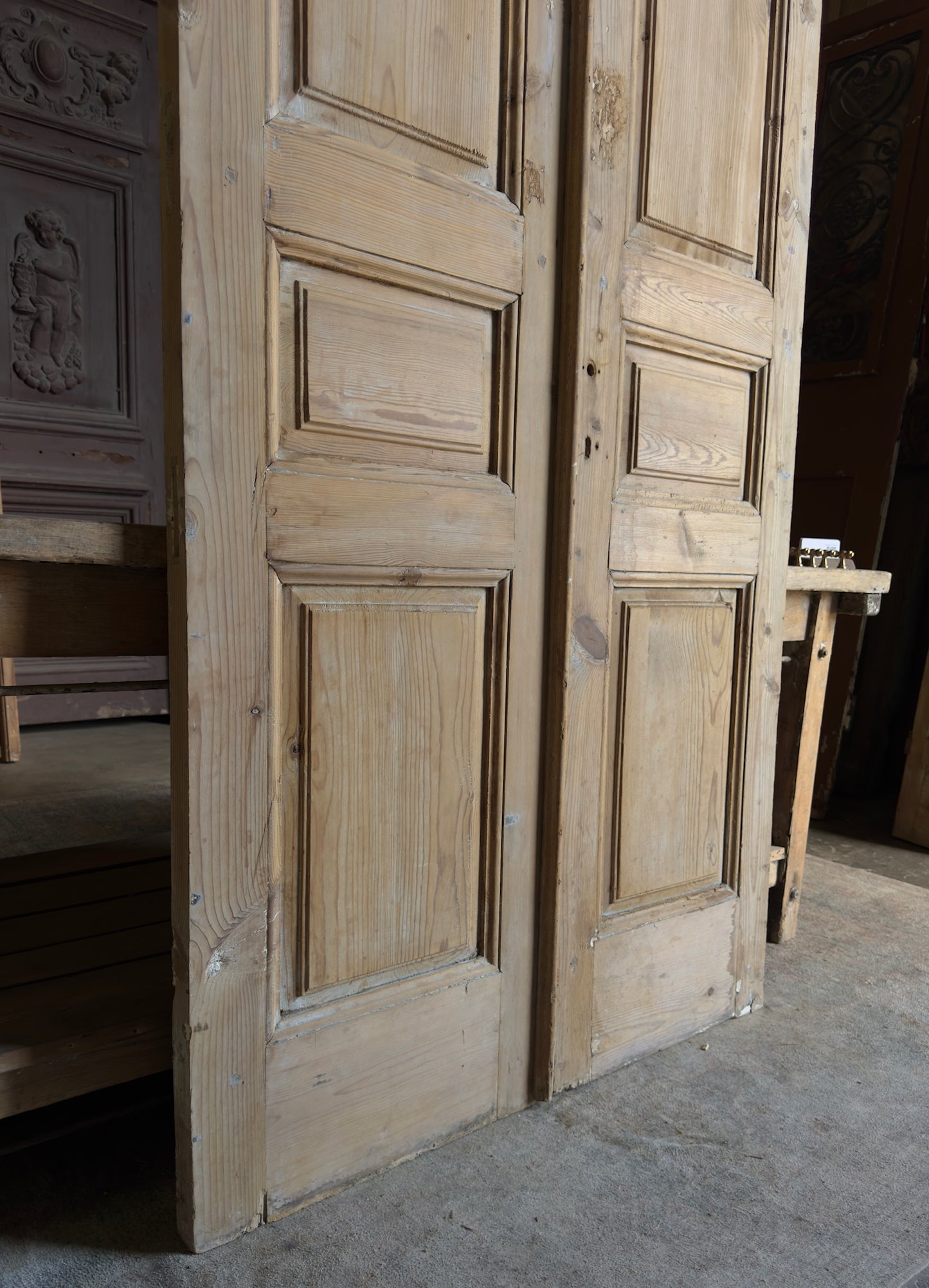3 Panel Antique Solid French Doors - 43x94.5 - L384