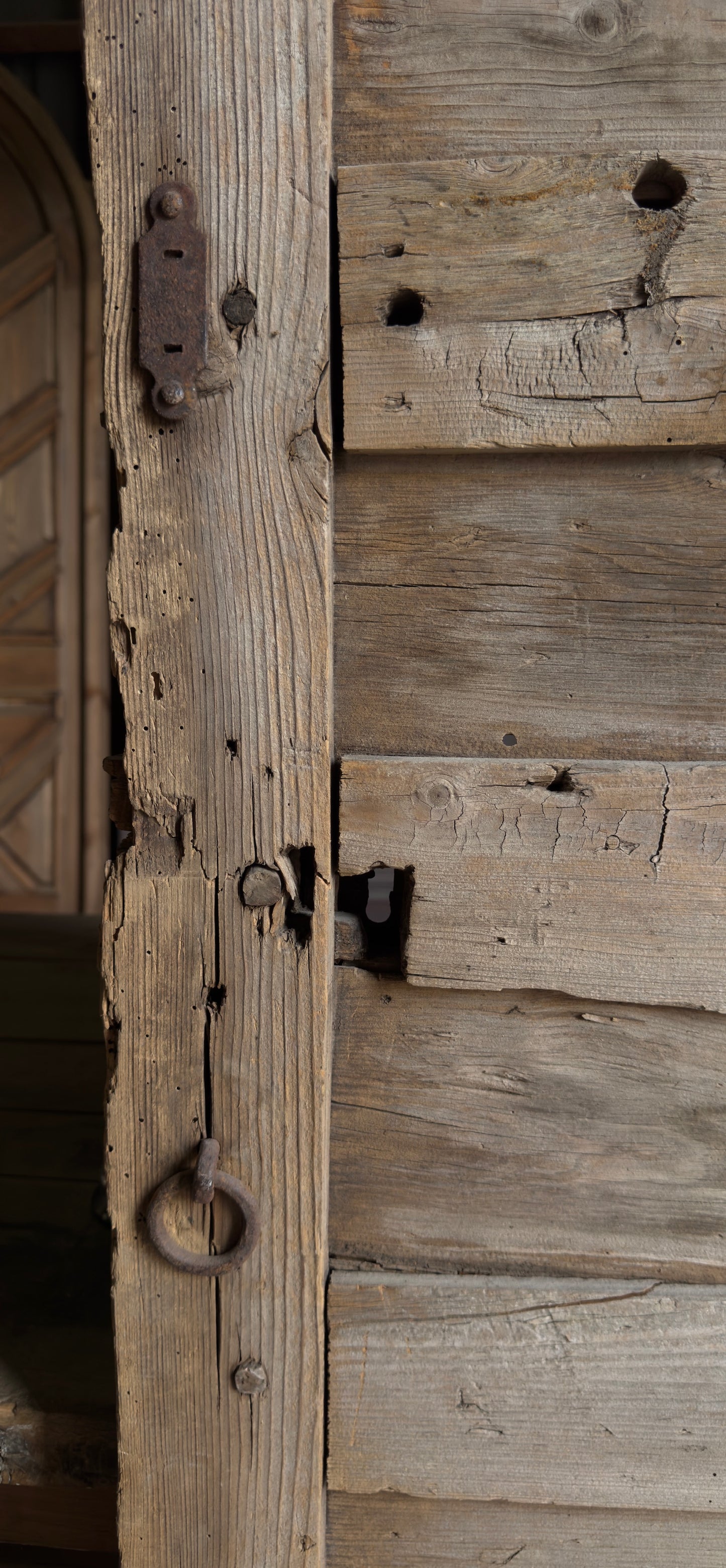 Spanish Coffered Panel Antique Single Door - 29.75x66 - L255