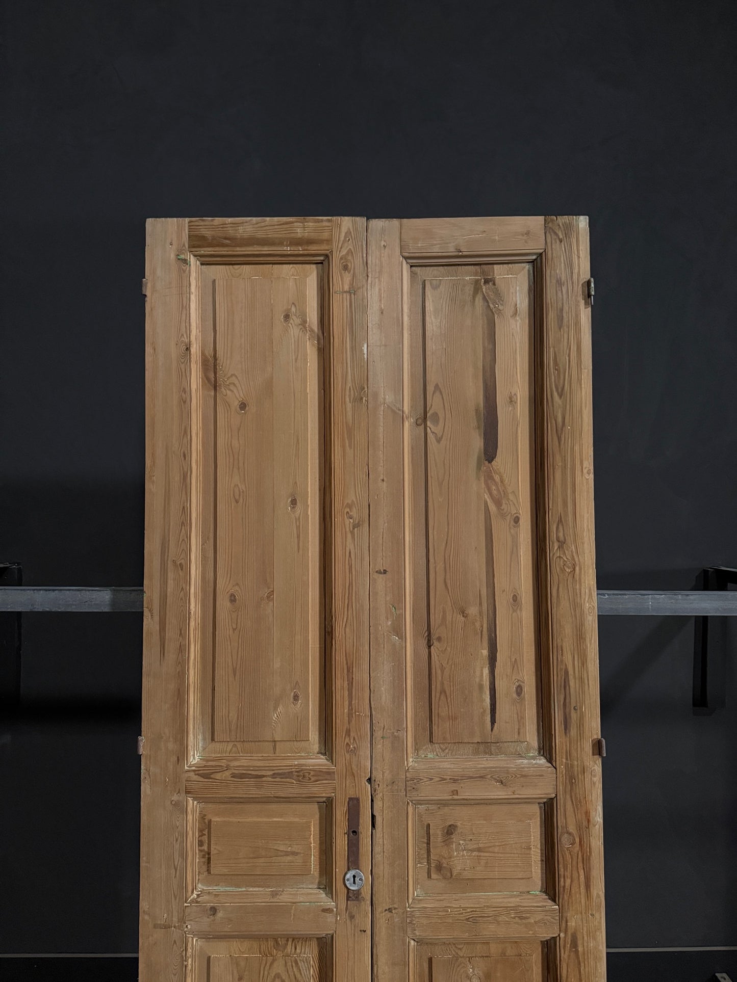 Antique 3 Panel Solid Double Doors - 39.25x93 - N347