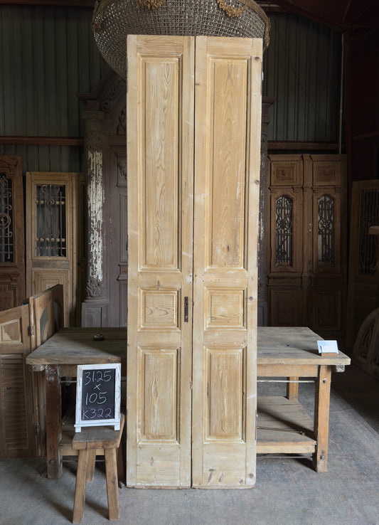 2 Panel Antique Solid French Doors - 31.25x105 K322
