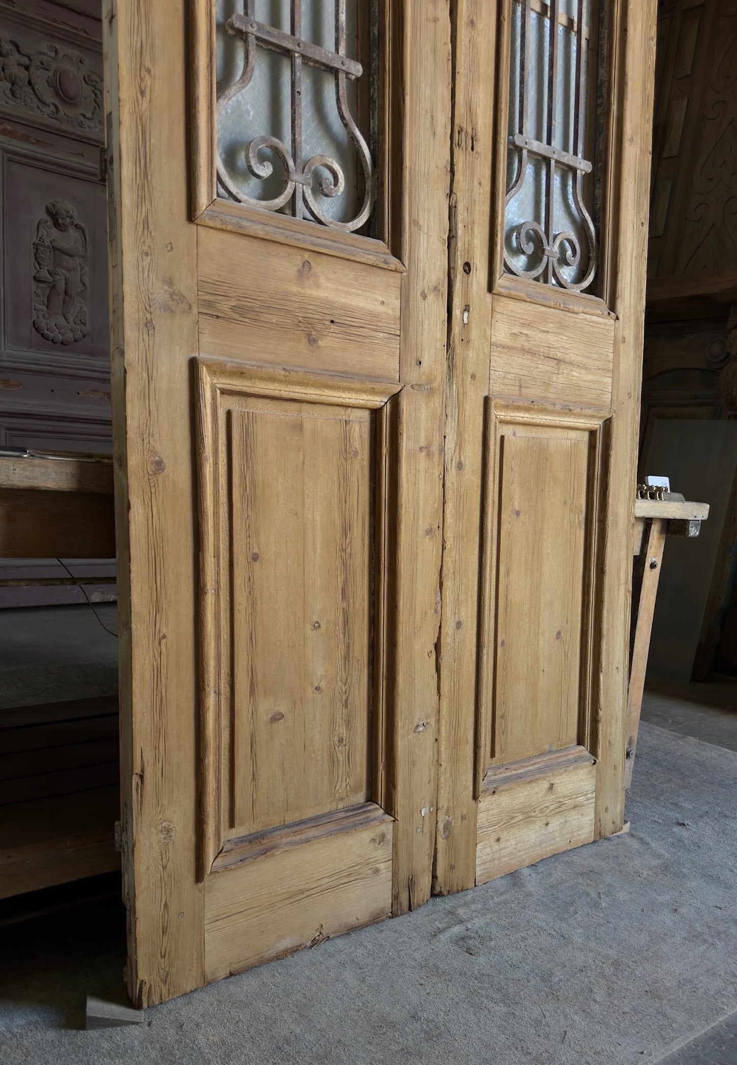 Antique Iron 2 Lite French Doors - 46.75x93.5 - L575