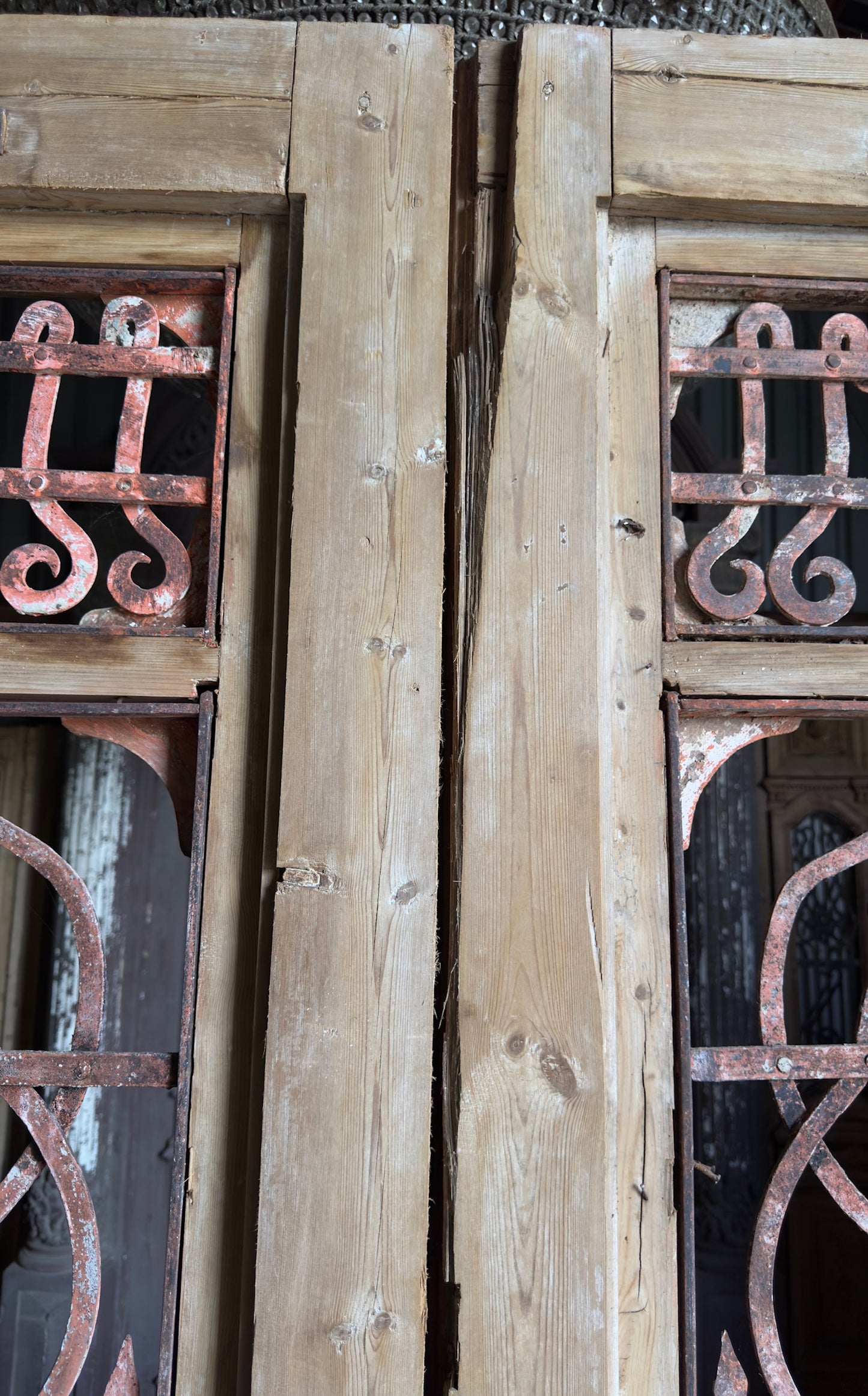 Antique Carved Iron French Doors - 50.75x104 - L611