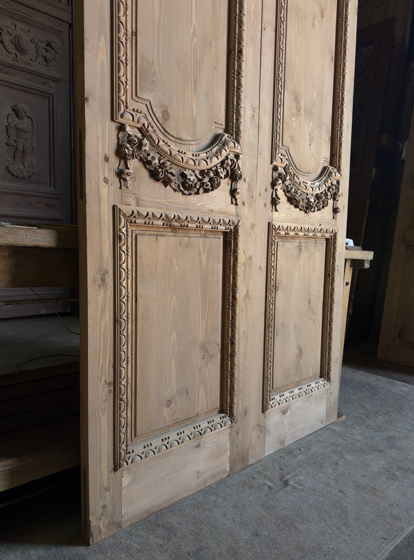 (Helena) Handcrafted Hand carved Solid French Pair - 48x96 L500