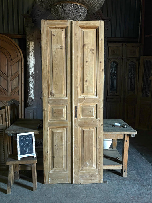 3 Panel Antique Solid French Doors - 35.25x93.75 - L103