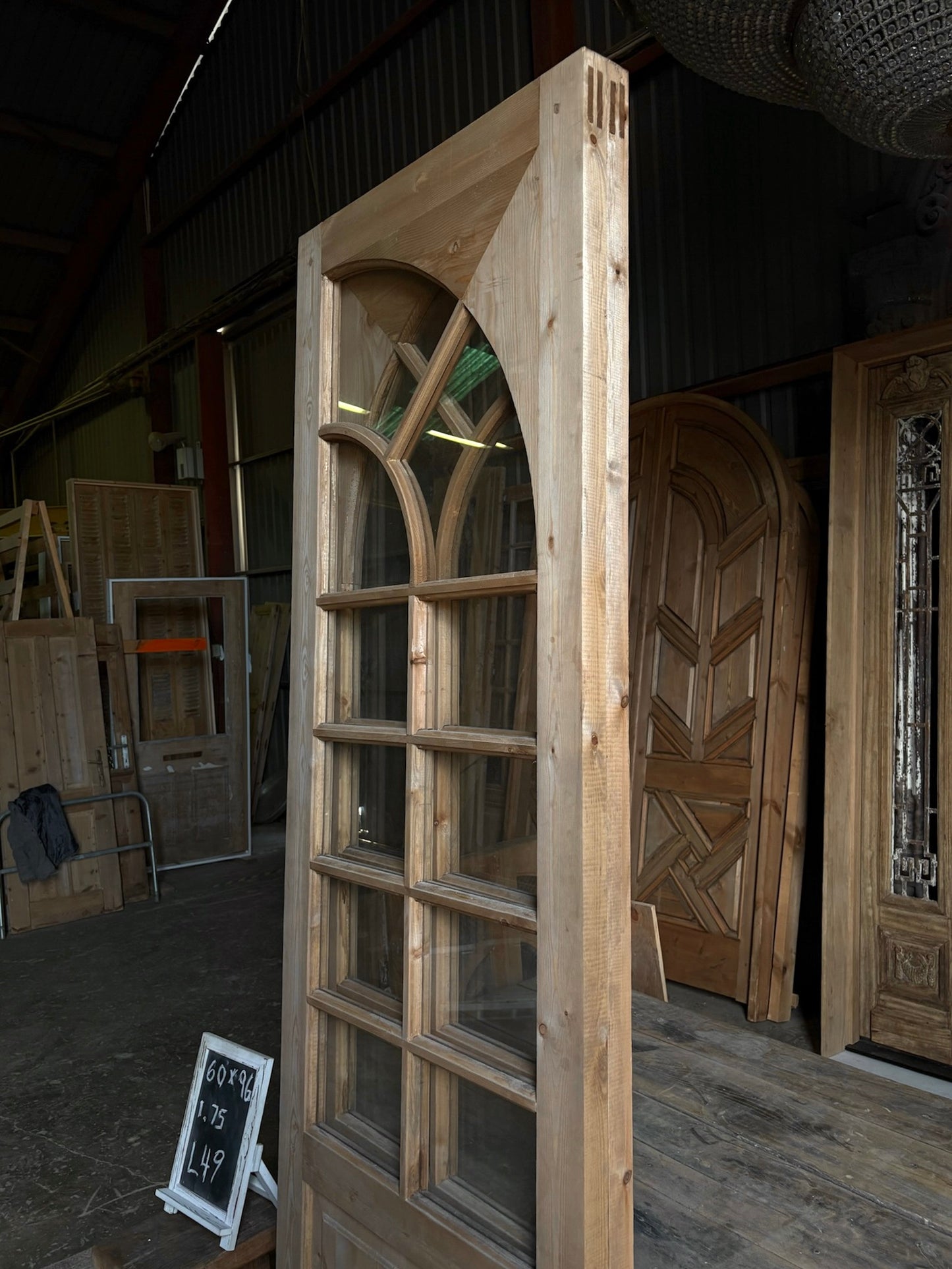 (Elise) Handcrafted Arched Glass French Doors - 60x96 L49