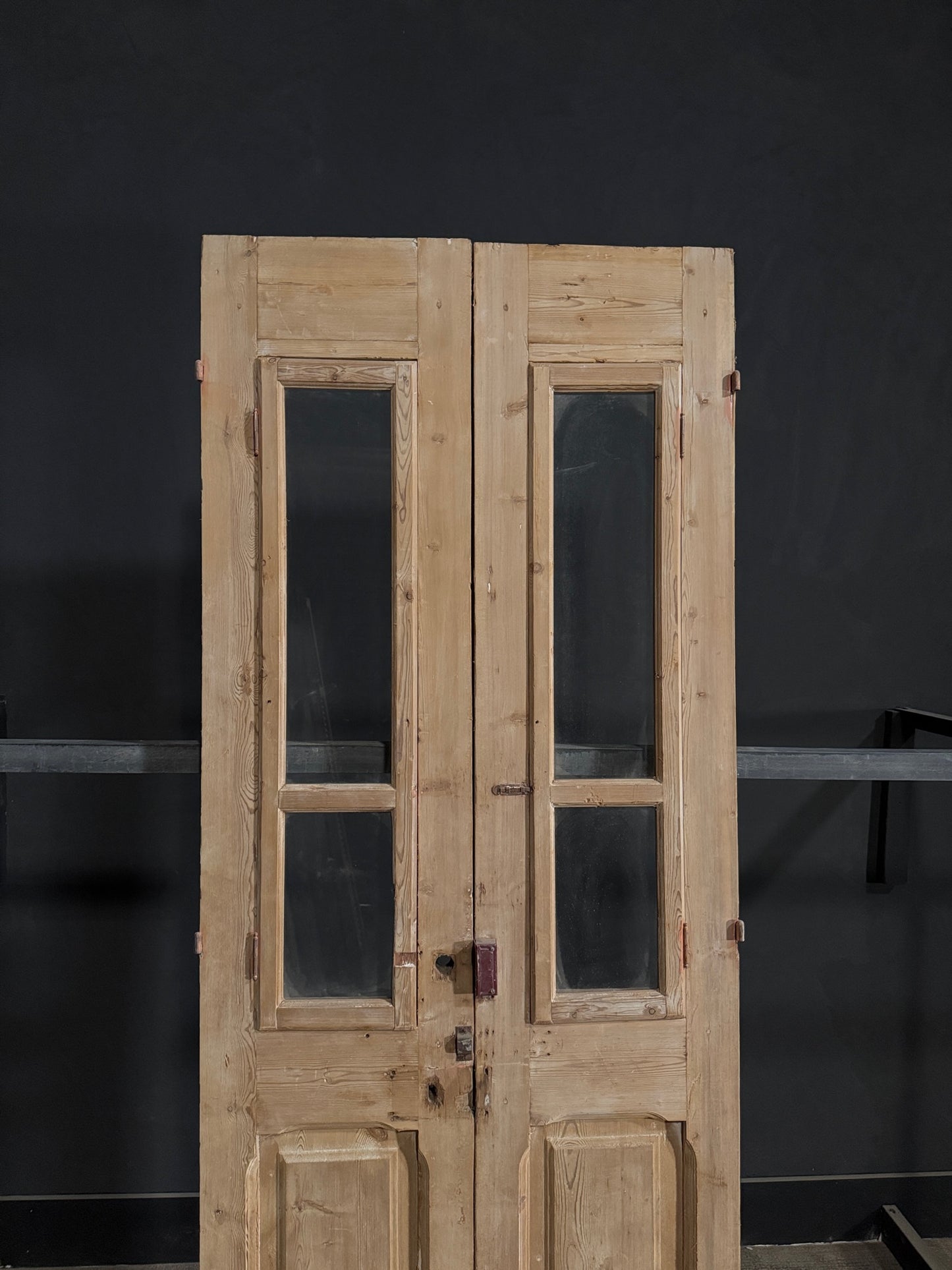 Antique Carved 2 Lite French Doors - 36x94 - N335