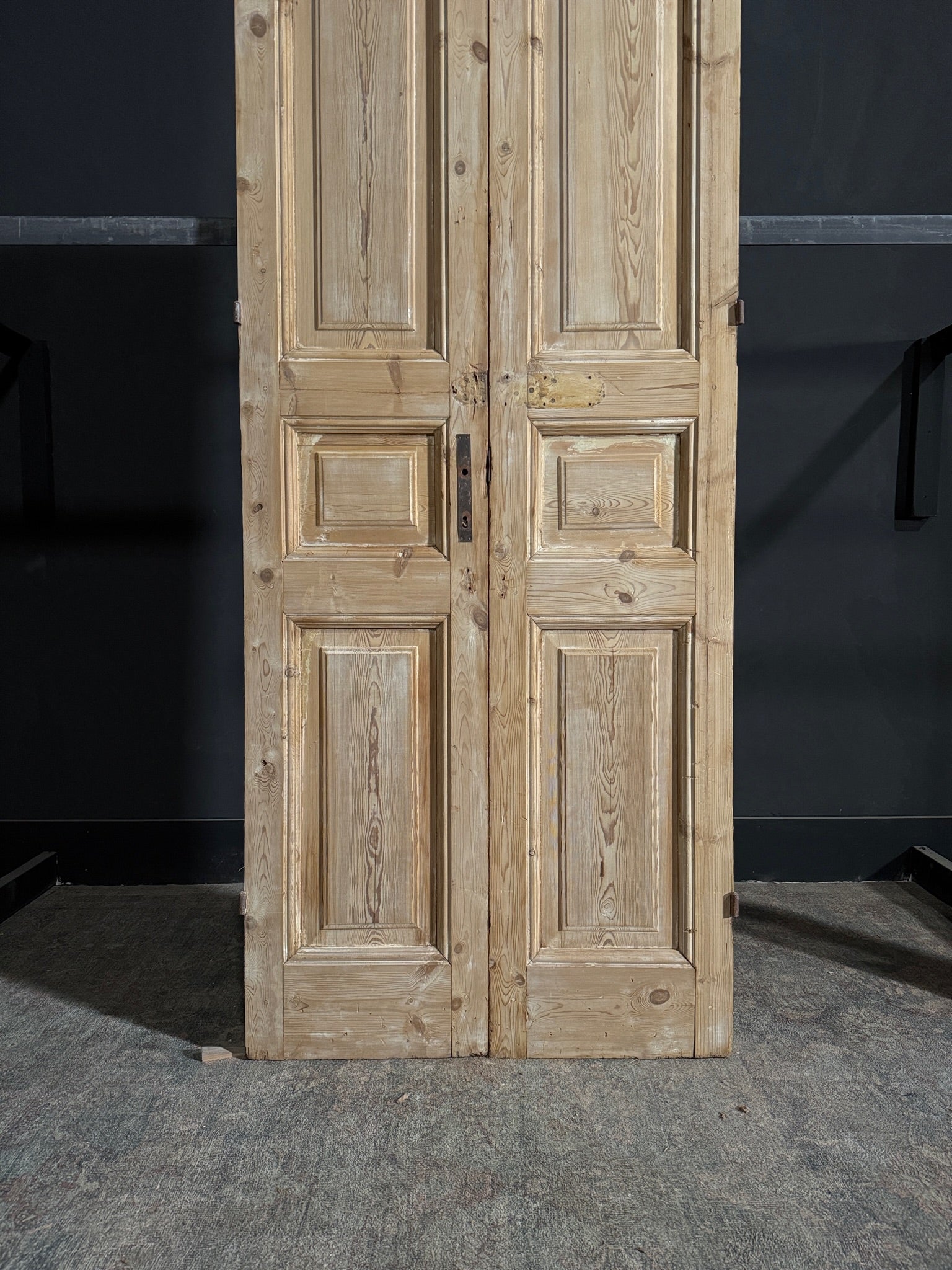 Antique Carved 3 Panel Double Doors - 34.75x92 - N121