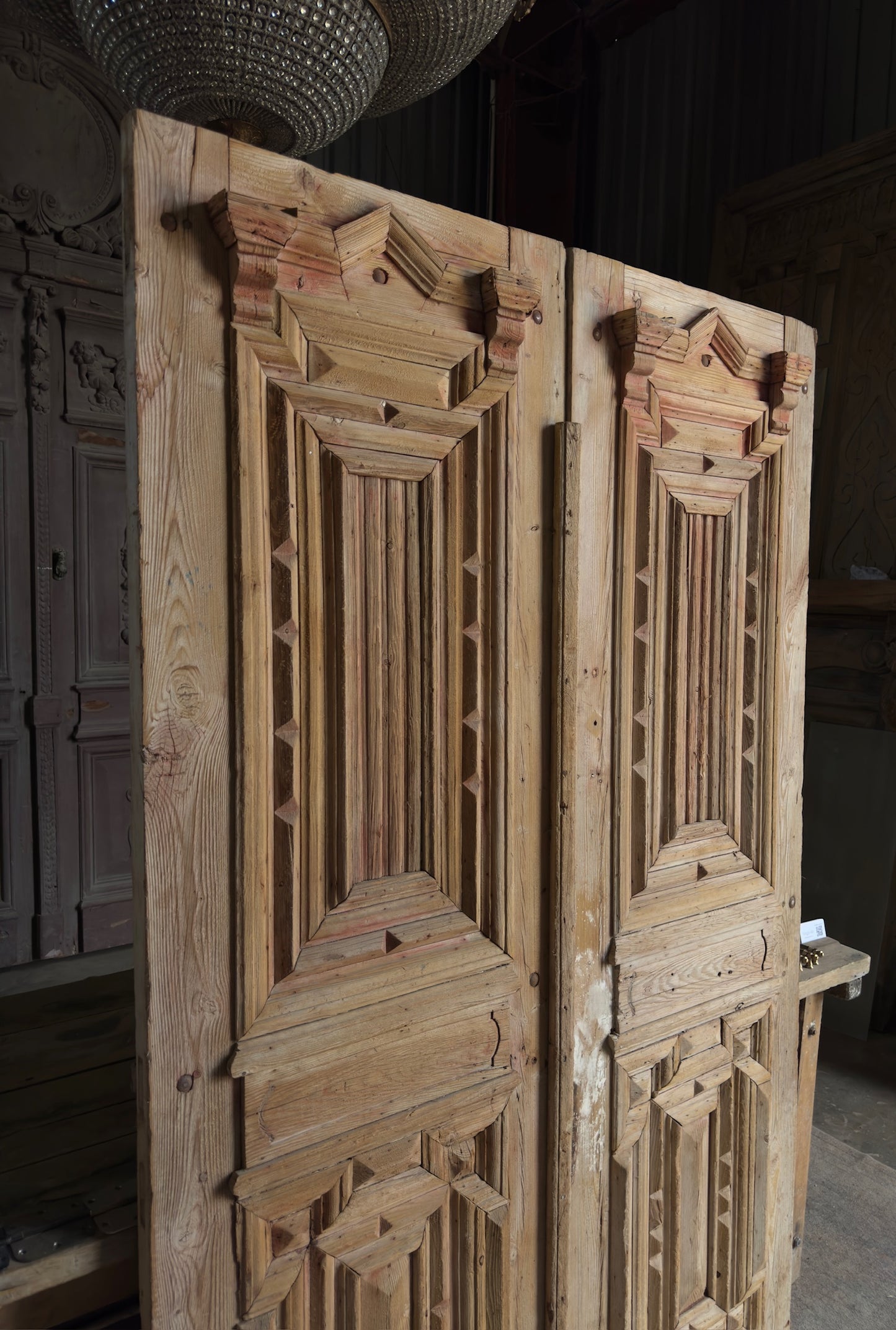 Antique Carved French Doors - 51.5x82.75 - L579