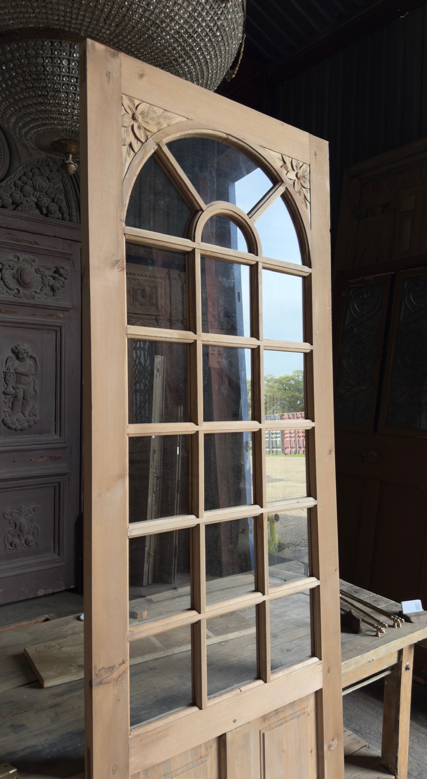 Handcrafted Arched Glass Door - 32x96 L511