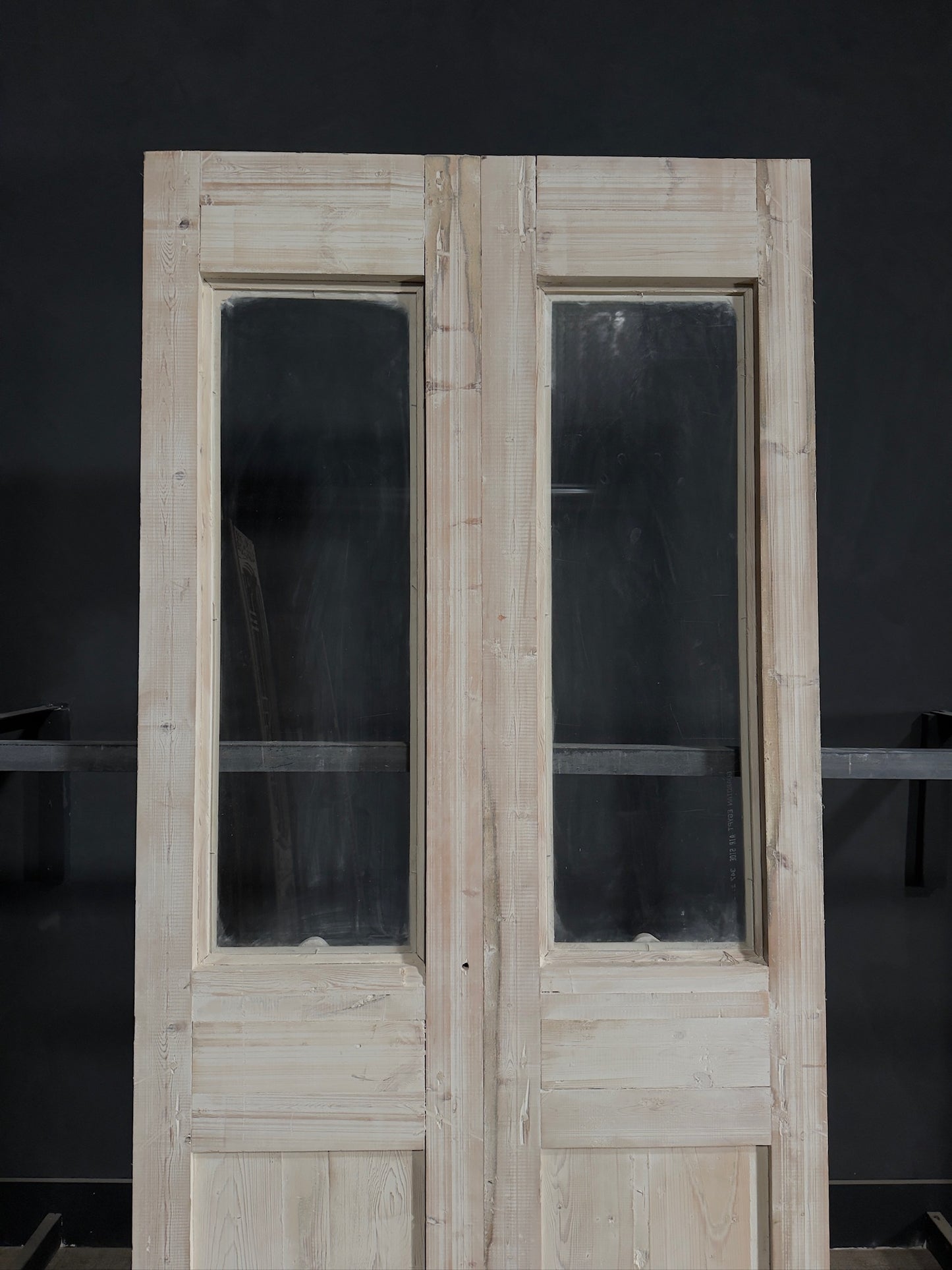 Antique Carved 1 Lite French Doors - 47.5x102.25 - N339