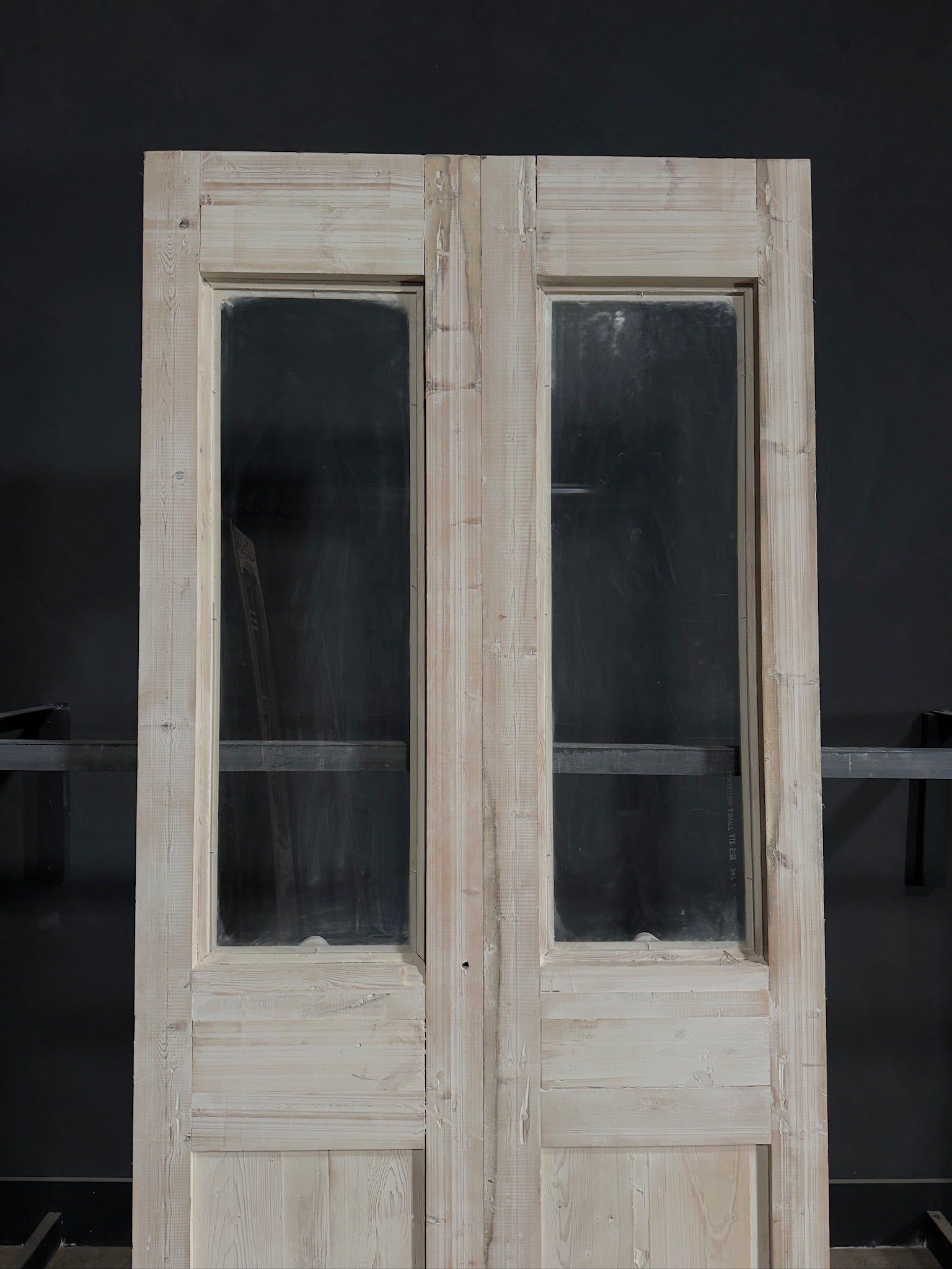 Antique Carved 1 Lite French Doors - 47.5x102.25 - N339