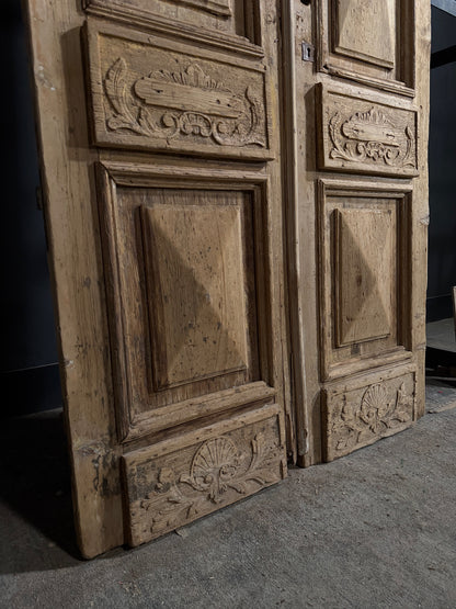 Antique Carved Angel Raised Panel Double Doors - 50x92 - N746