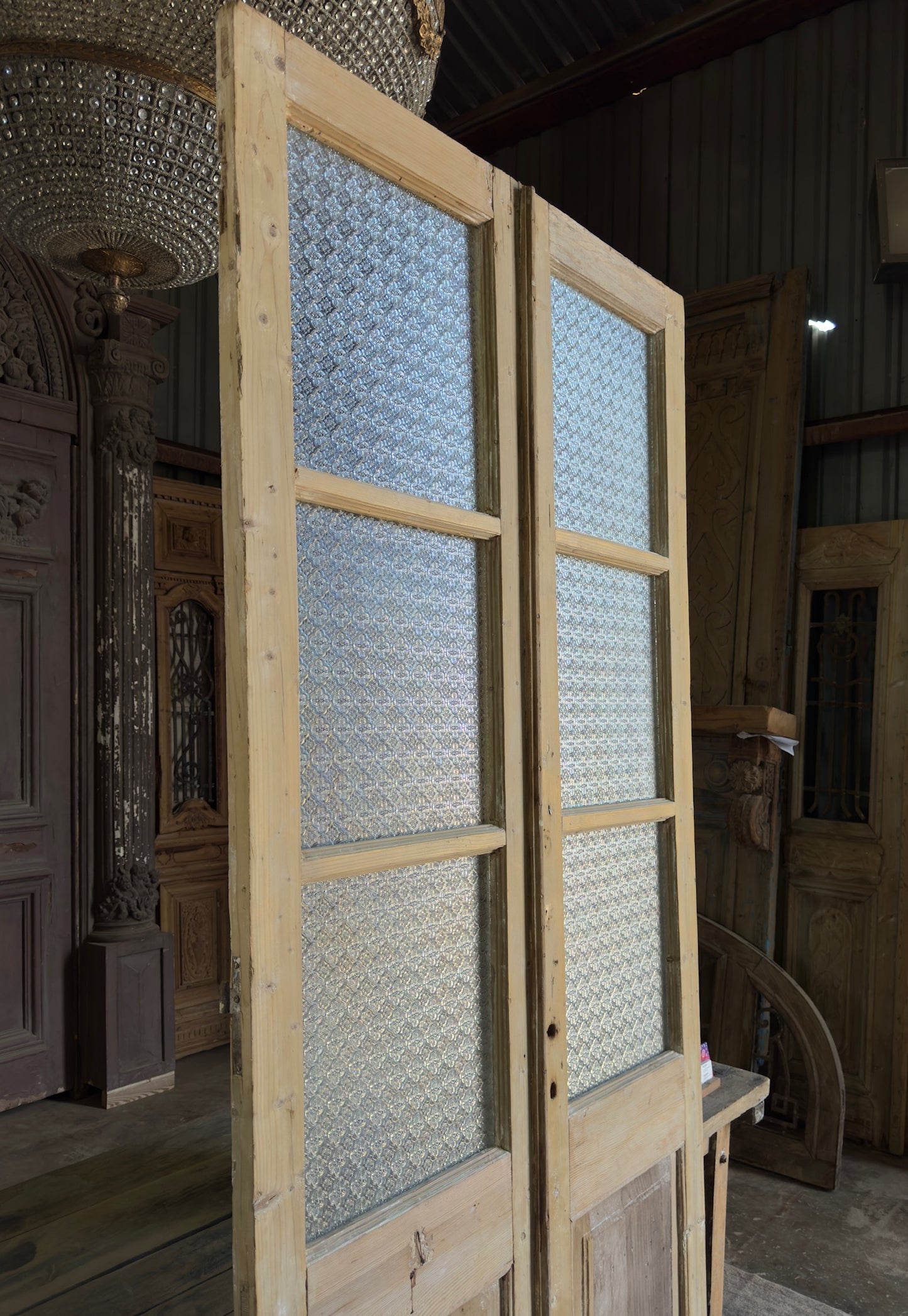 6 Lite European Antique Glass French Doors - 44x98.5 K210