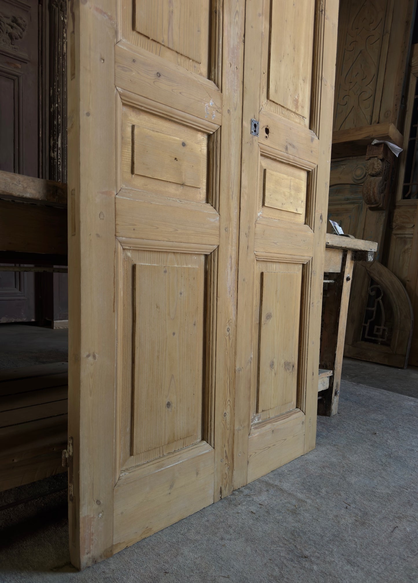 3 Panel Antique Solid French Doors - 37x93 K394