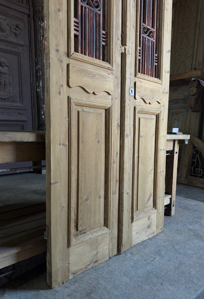 Mediterranean Antique Iron French Doors - 39.5x96 K443