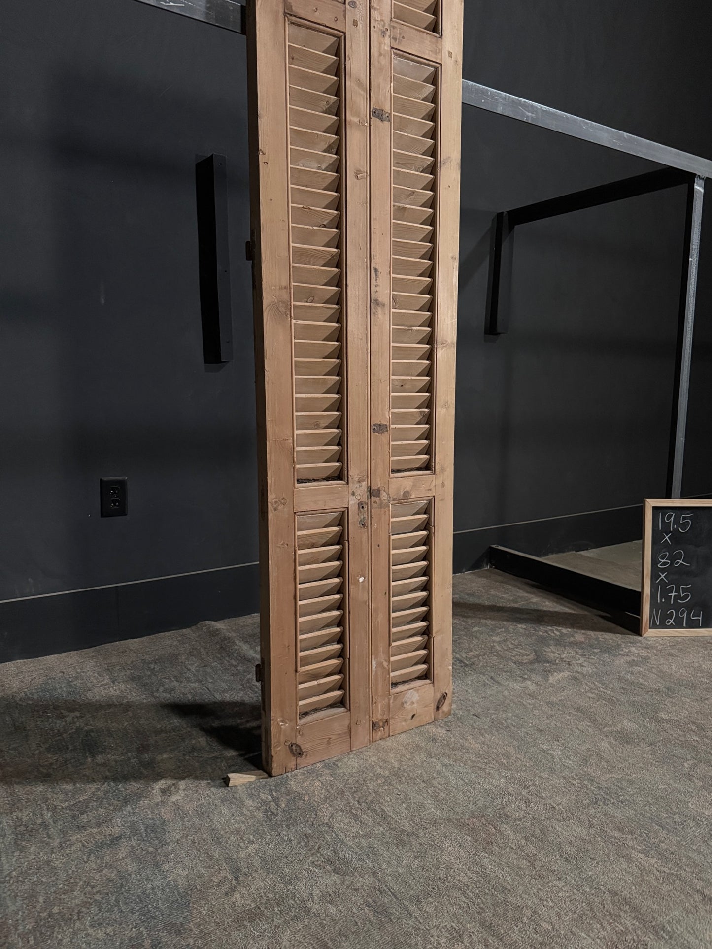 Antique Louvered Double Doors - 19.5x82 - N294