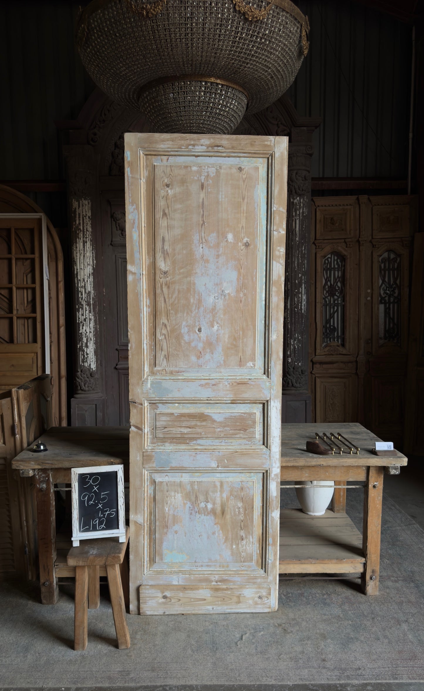 3 Panel Single Solid Antique Door - 30x92.5 - L192