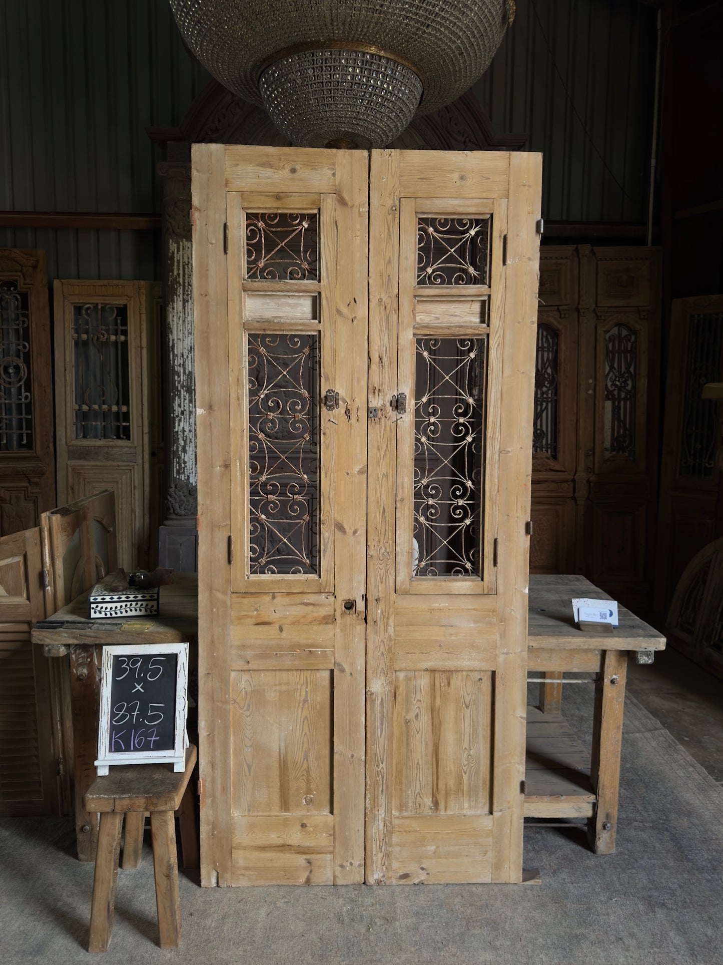 Stately Antique Iron French Doors - 39.5x87.5 K167