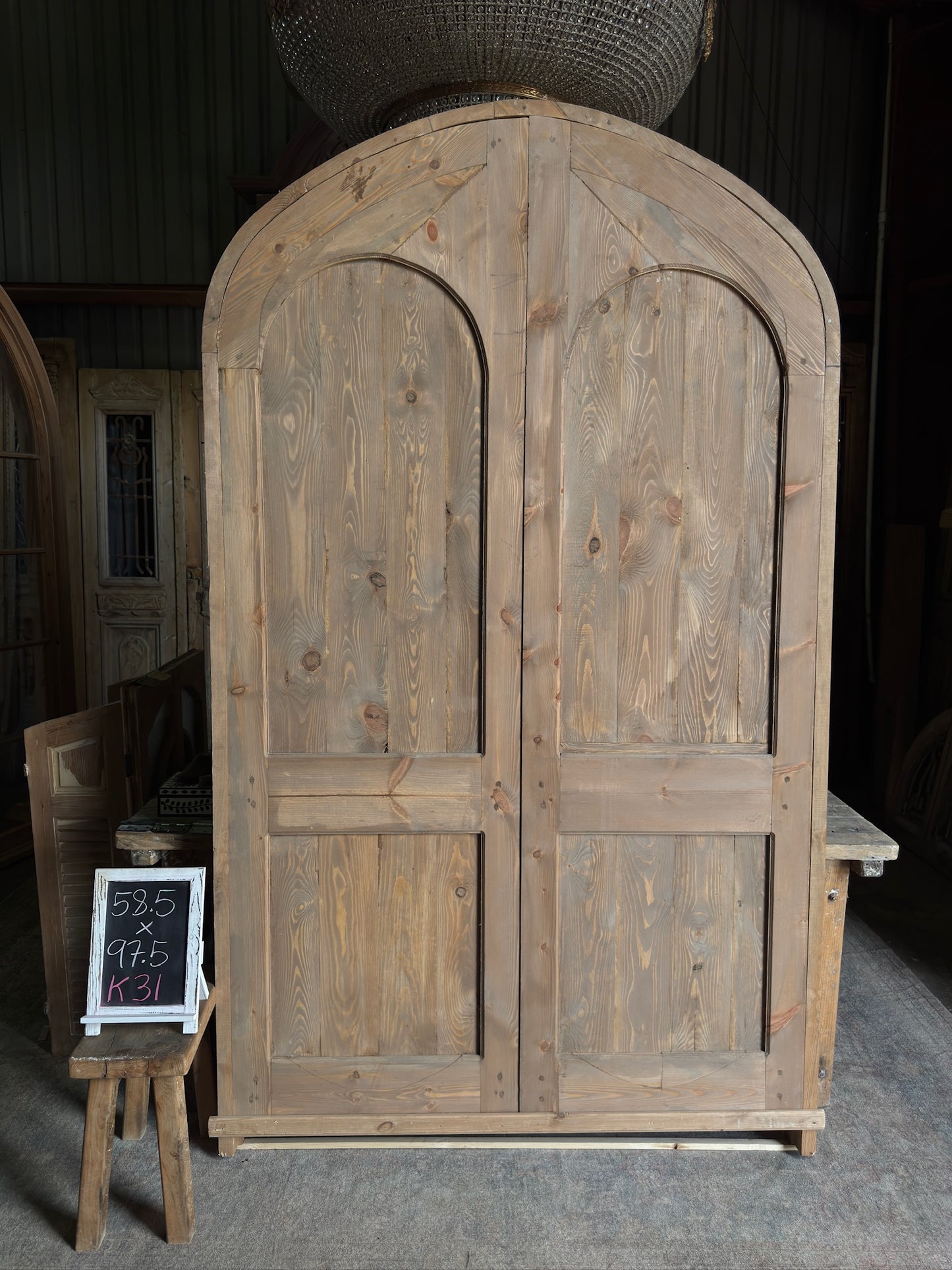 Handcrafted 2 Panel Arched French Door Unit - 56x96 K31