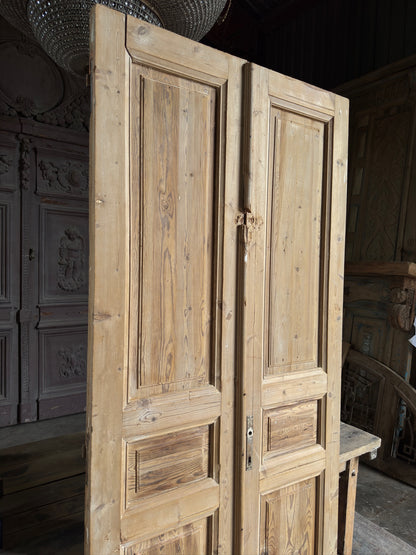 3 Panel Antique Solid French Doors - 39.5x89 K141