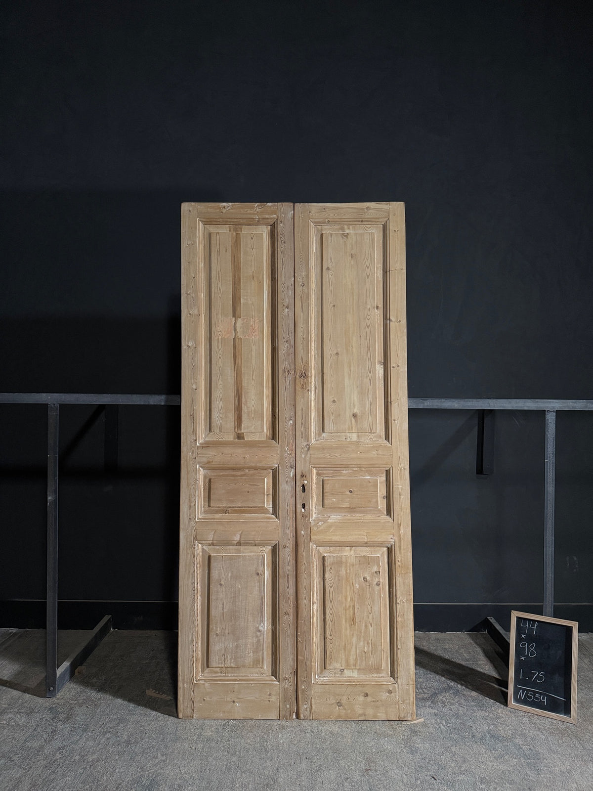 Antique 3 Panel Solid Double Doors - 44x98 - N554